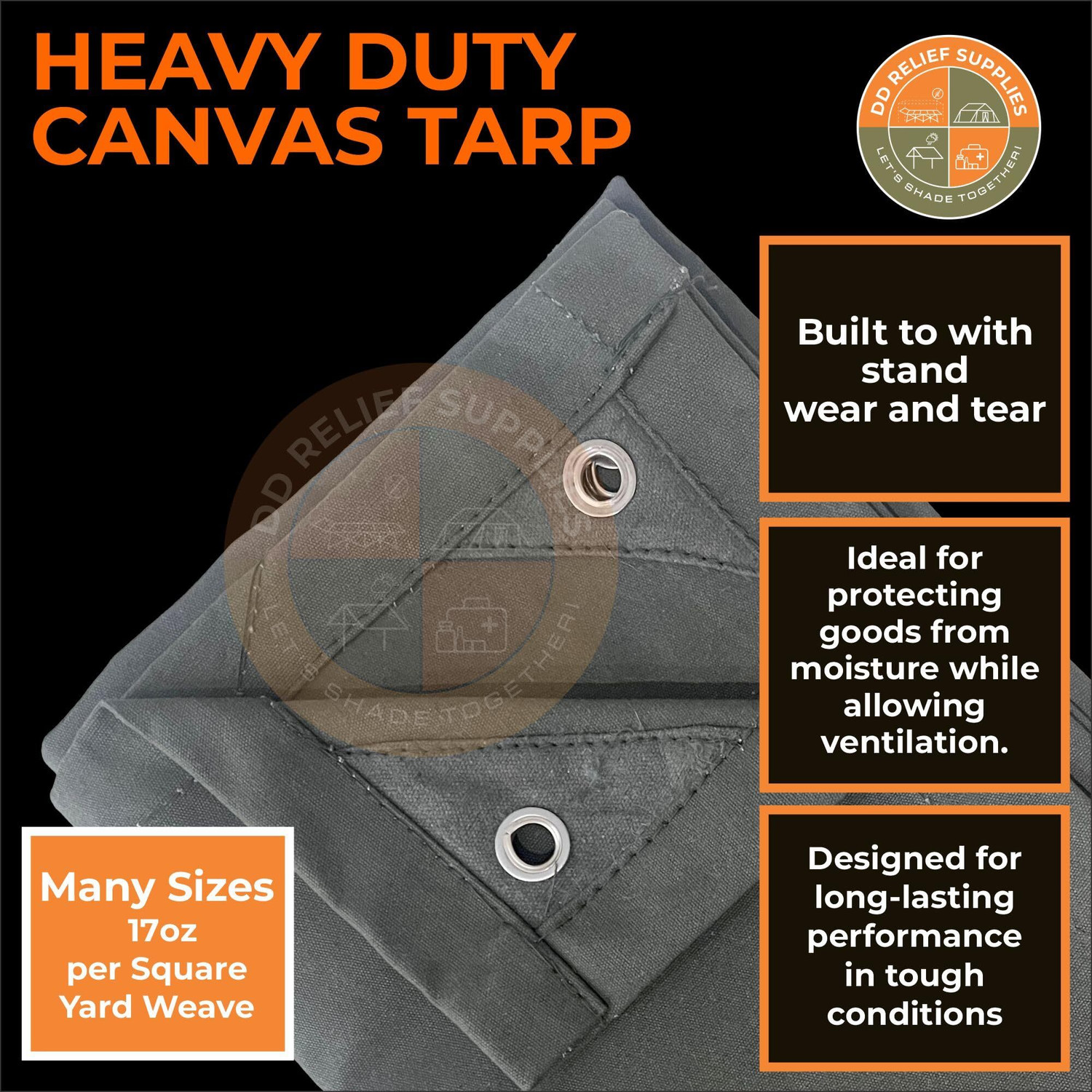 Image of DDRS 430GSM-36X18 FT Waterproof-Canvas-Tarpaulin-HeavyDuty Tent - For Outdoor, construction, camping, truck cover, roof cover, garden
