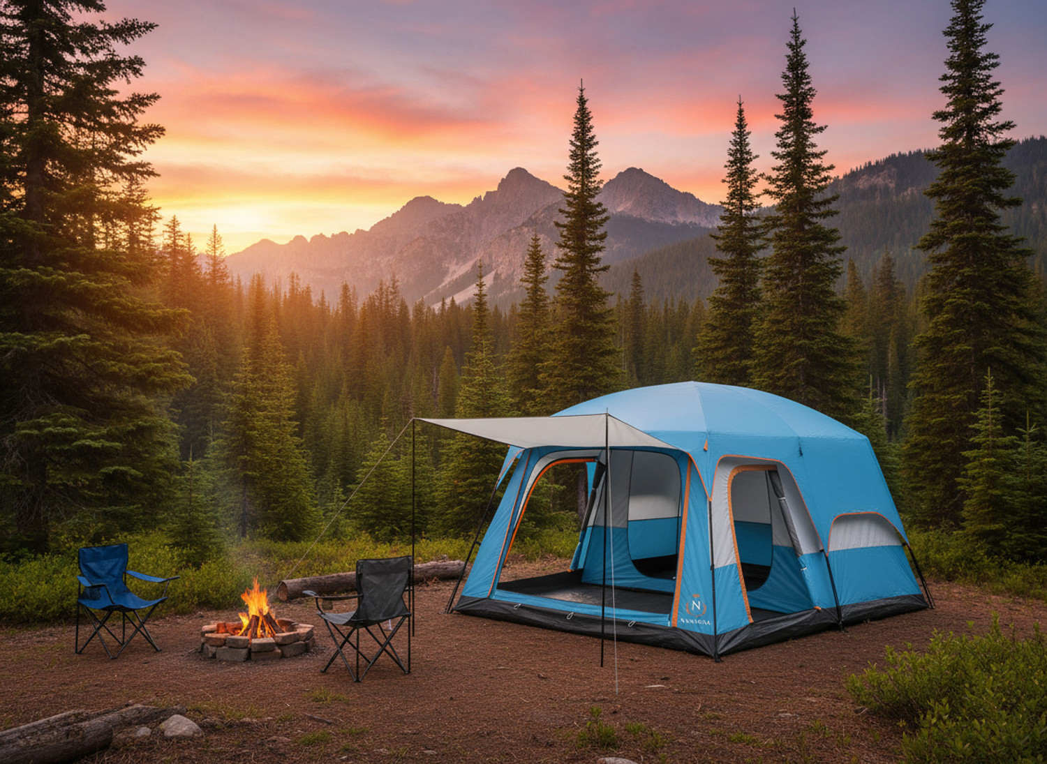 Image of Nawbeda Amazing Best Quality Outdoor Family Tent 5-6 Person Comfortable Dome Tent - For Camping and hiking, Trekking, Outdoor, Garden, Camp, Big Size Tent, 150D Oxford Fabric