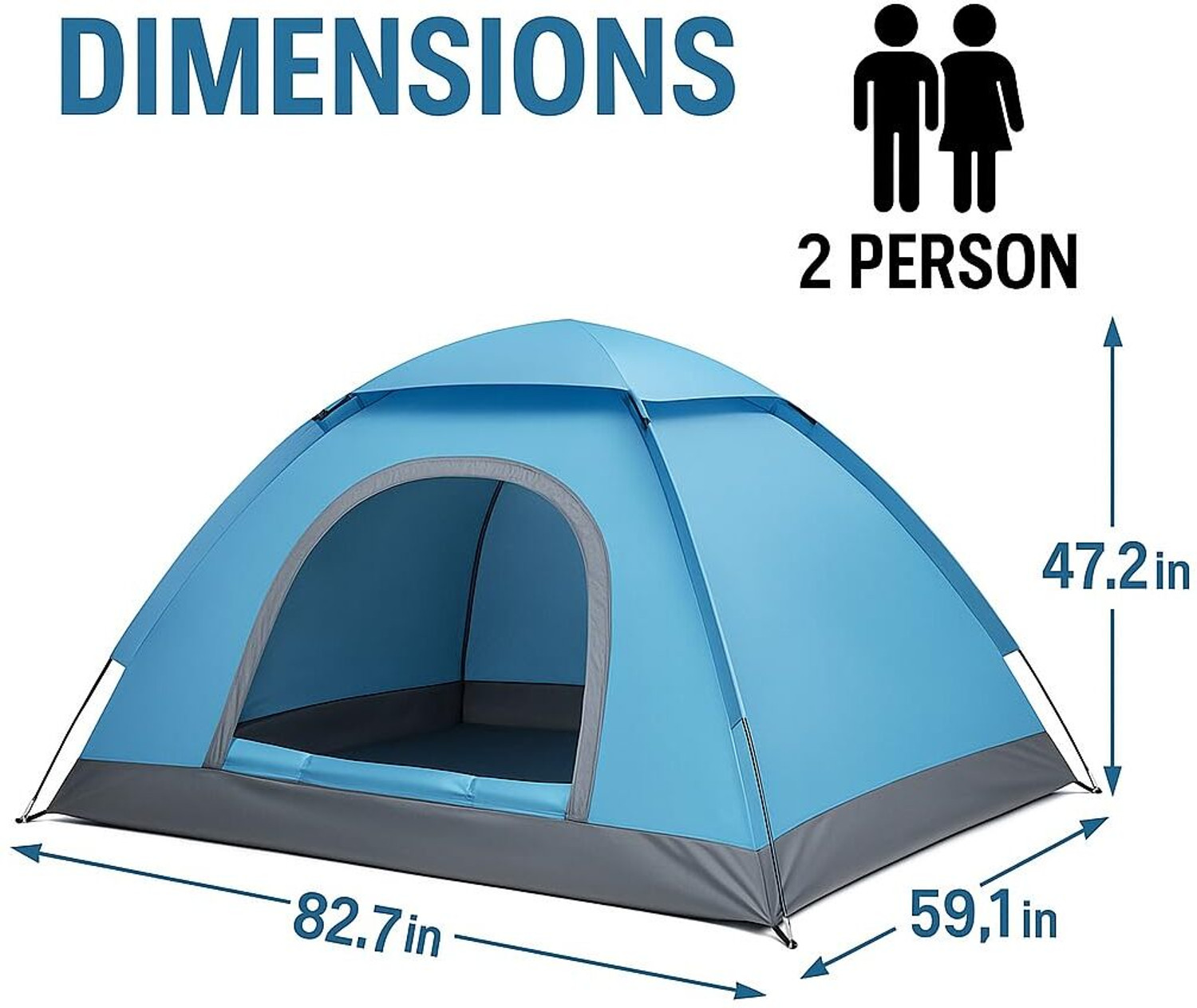 Image of SIMESTICH 2 Person Camping Tent, 5-10 Minute Setup, Superior Air Ventilation Tent - For All Age Group