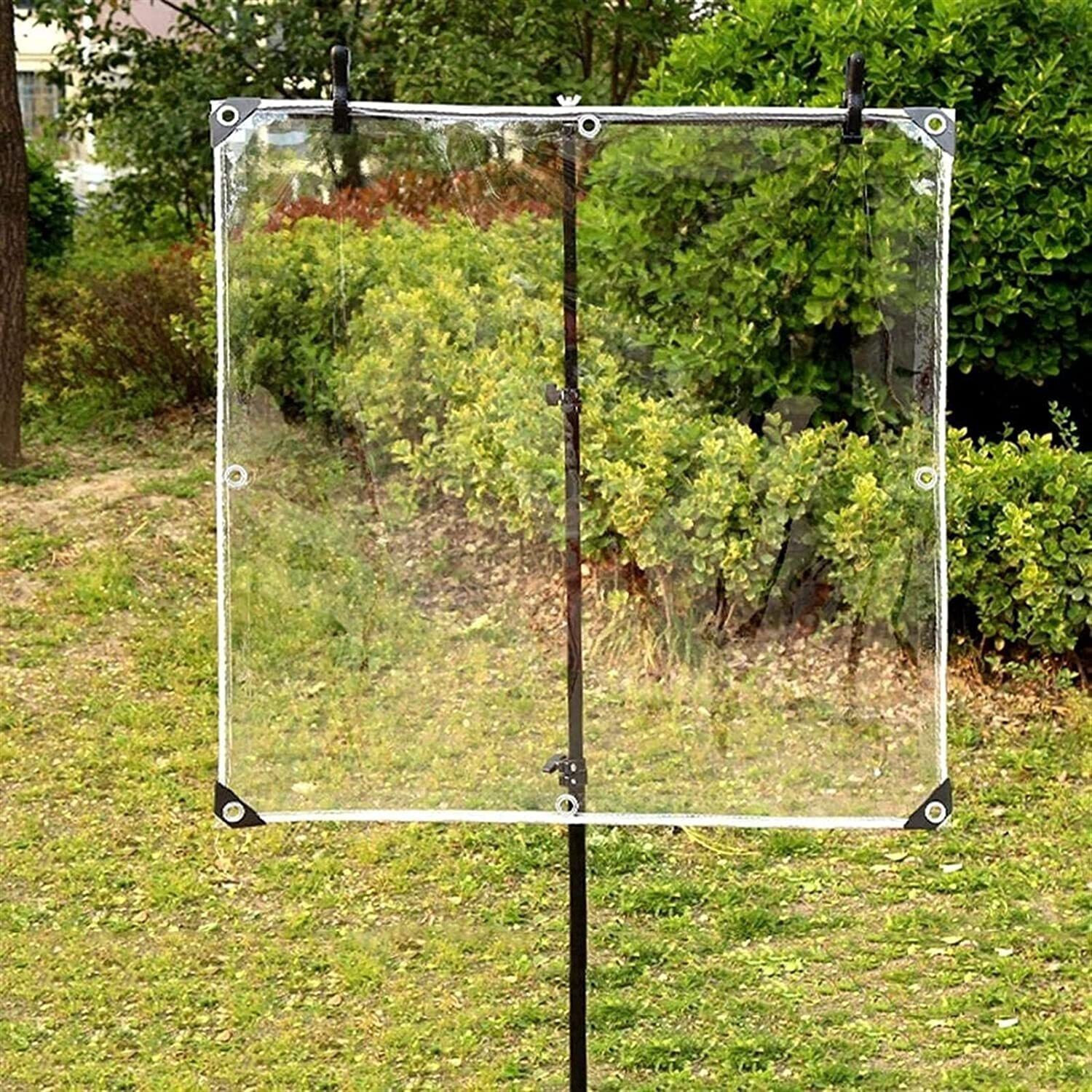 Image of DIAMOND AMERICA Transparent Plastic Sheet Curtain Tent - For 5 ft x 8 ft Tarpaulin with Grommets and Reinforced Edges, Rain