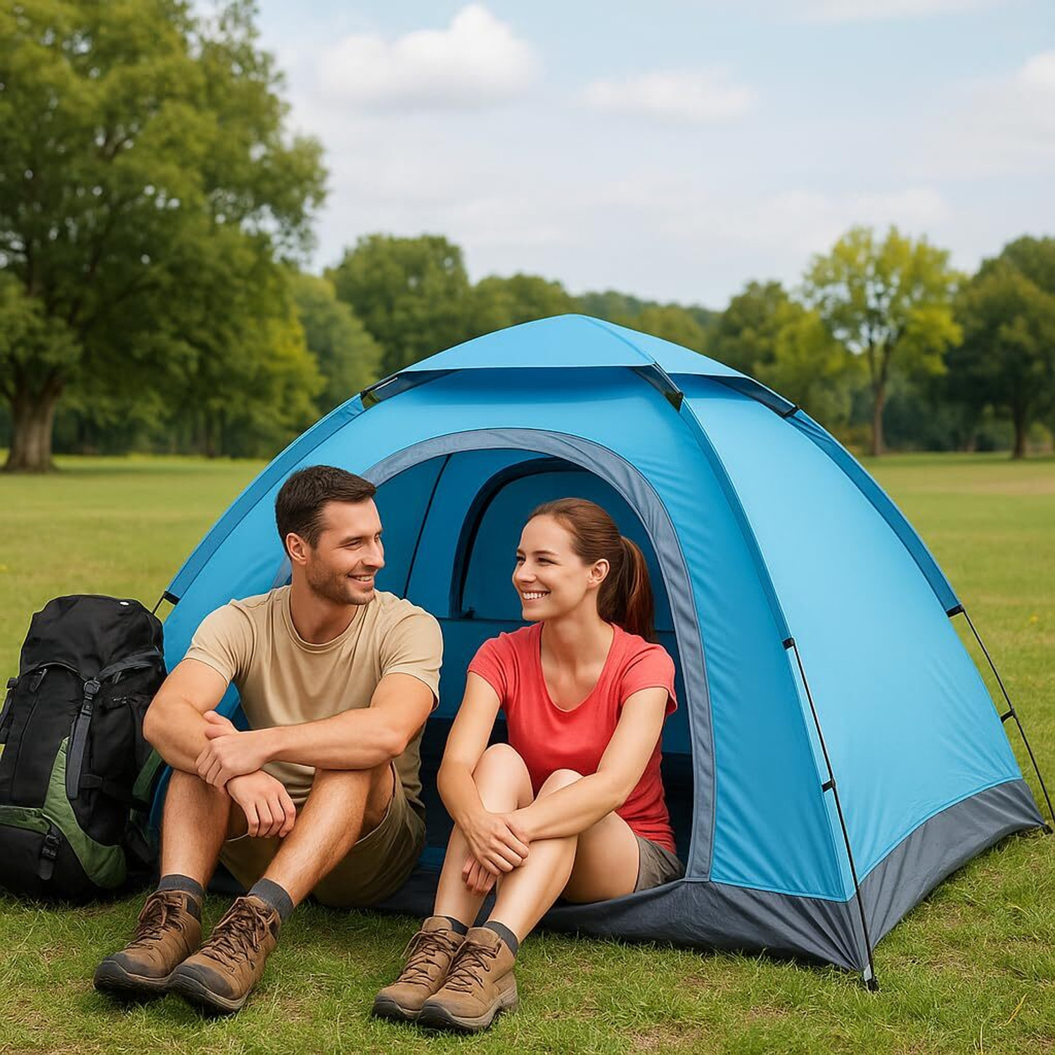 Image of SIMESTICH 2 Person Camping Tent, 5-10 Minute Setup, Superior Air Ventilation Tent - For All Age Group