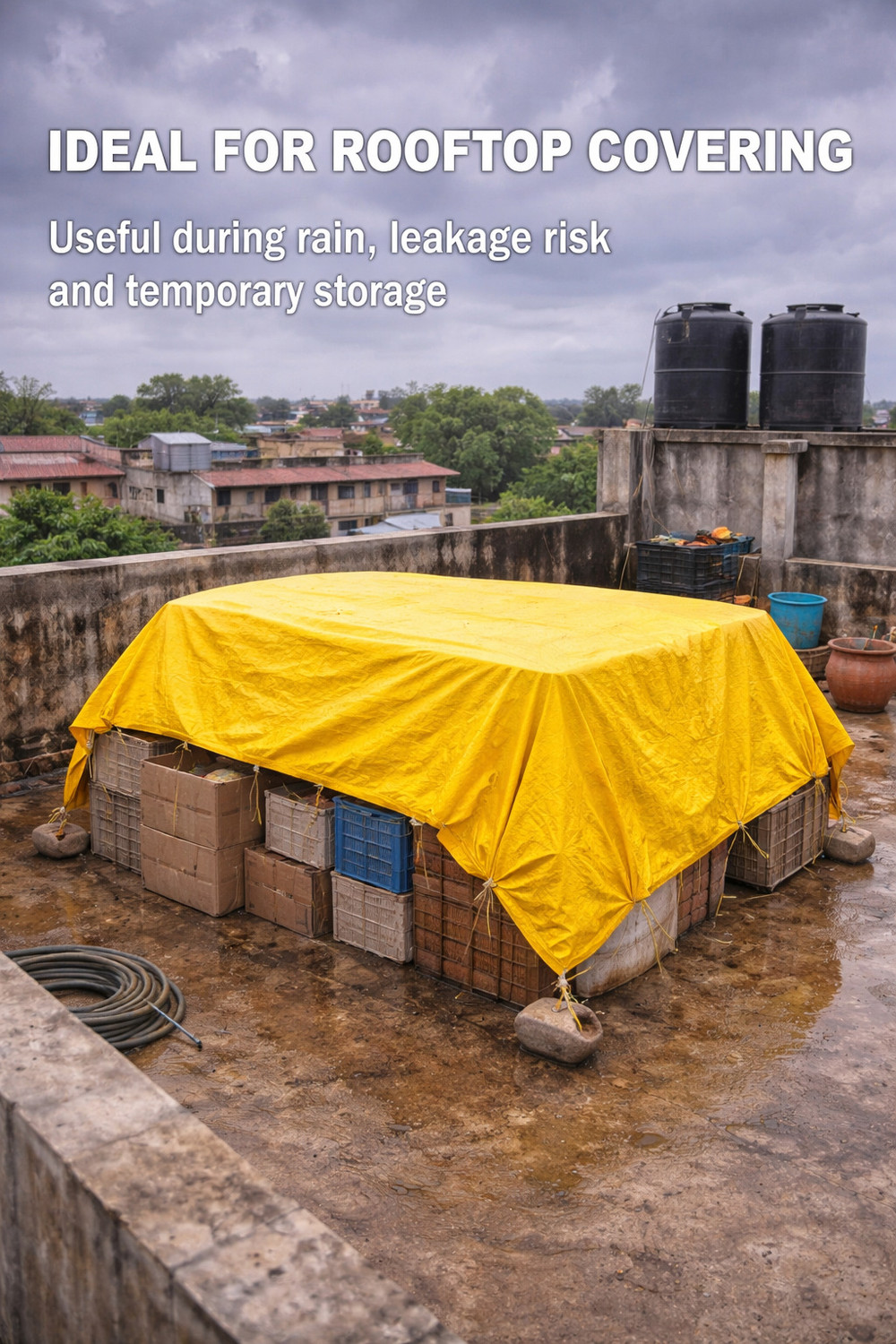 Image of RHINOKraft 12 Ft X 12 Ft, 120 GSM waterproof Tarpaulin Sheet, Tirpal, Heavy Duty Tent - For Transportation Cover