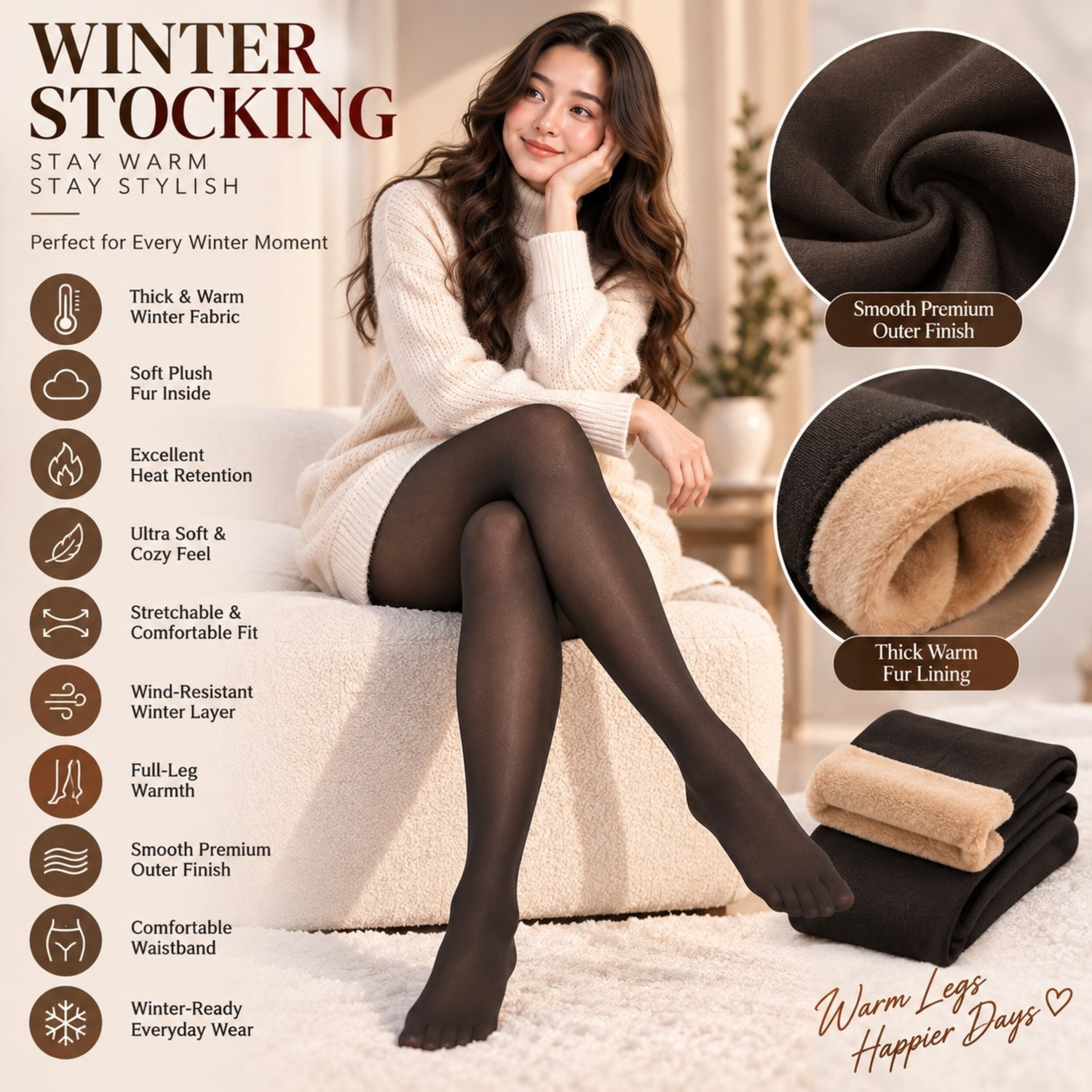 Image of JMT Wear Fleece High Rise Legging for Women Ultimate Warm Thermal Wear, Soft Touch Woolen Women Pyjama Thermal