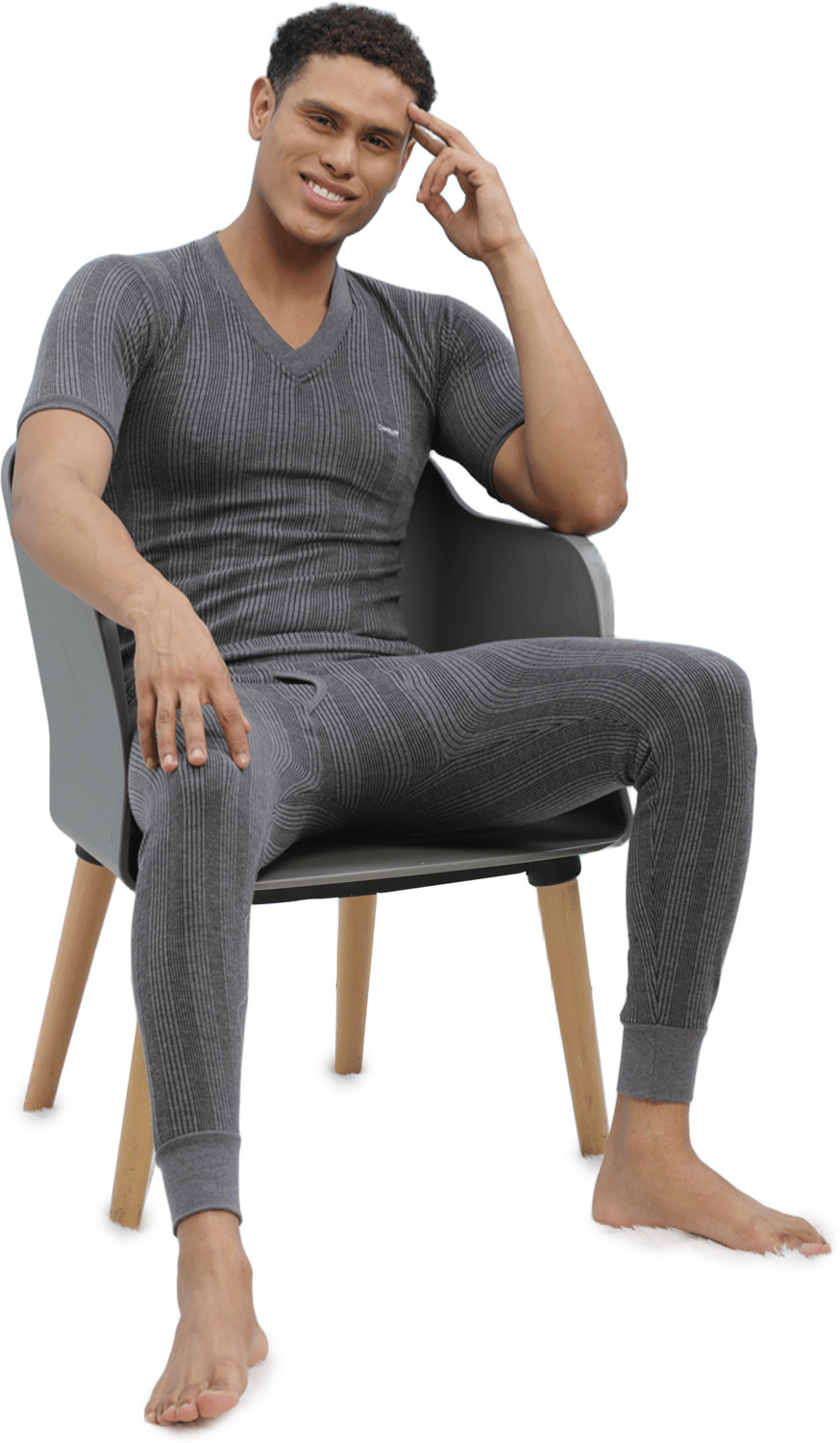 Image of Dollar Ultra Dollar Ultra Mens Thermal Half Sleeve V-Neck Top & Bottom Set Men Top - Pyjama Set Thermal