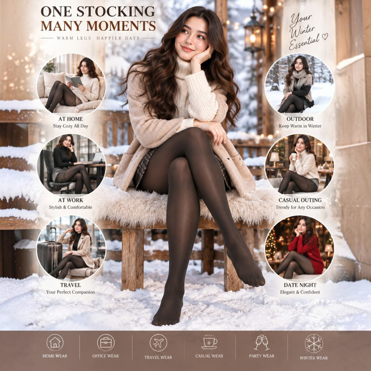 Image of JMT Wear Fleece High Rise Legging for Women Ultimate Warm Thermal Wear, Soft Touch Woolen Women Pyjama Thermal