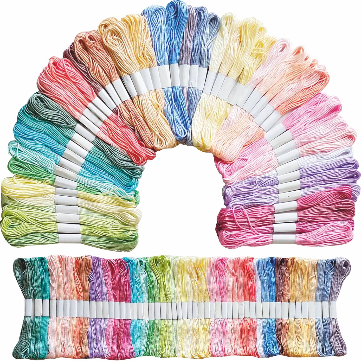 ZOOHI 50 Pcs Pastel Each Color 1 Pcs Cotton Embroidery Skeins Floss Sewing Kit Combo Thread