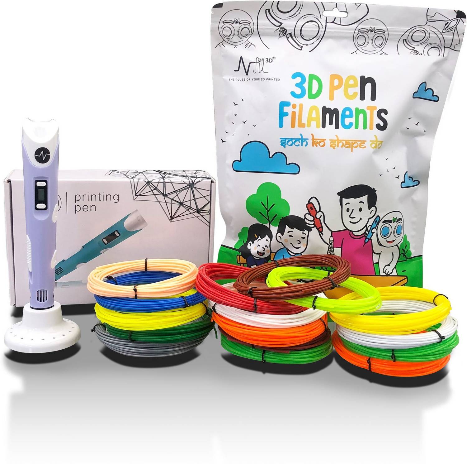 NFIL3D 3D Pen Kit for Kids with 14 Filaments, Purple - Image 1