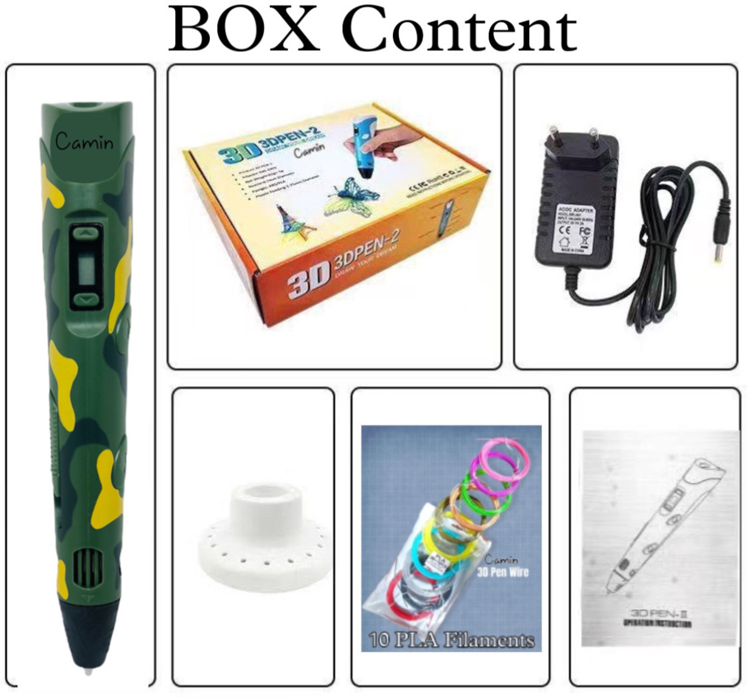 Image of camin with Adapter| for Kids (10 Color PLA Filament) 3D Printer Pen