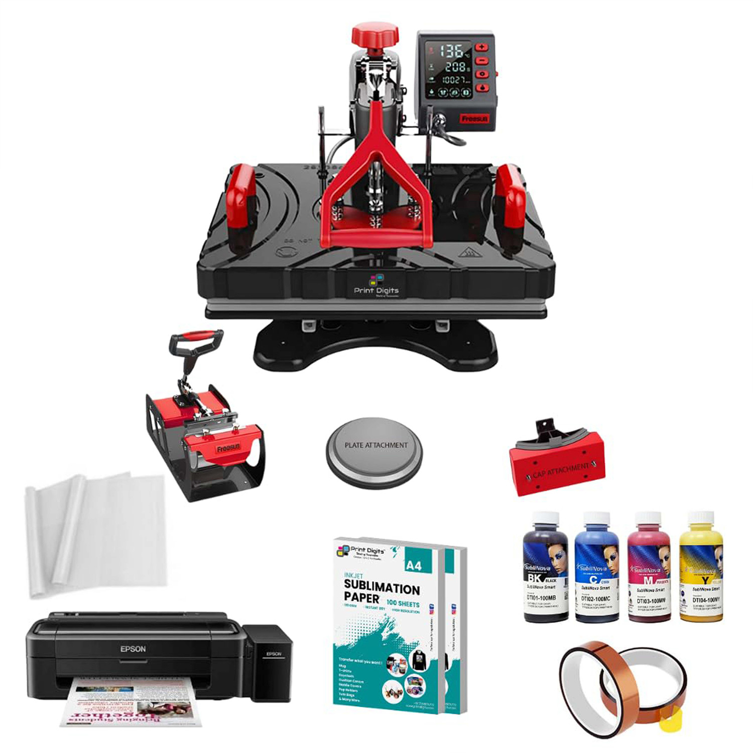 Image of Print Digits P8100 Teflon Coated heavy duty press with sublimation printer and free samples 3D Printer
