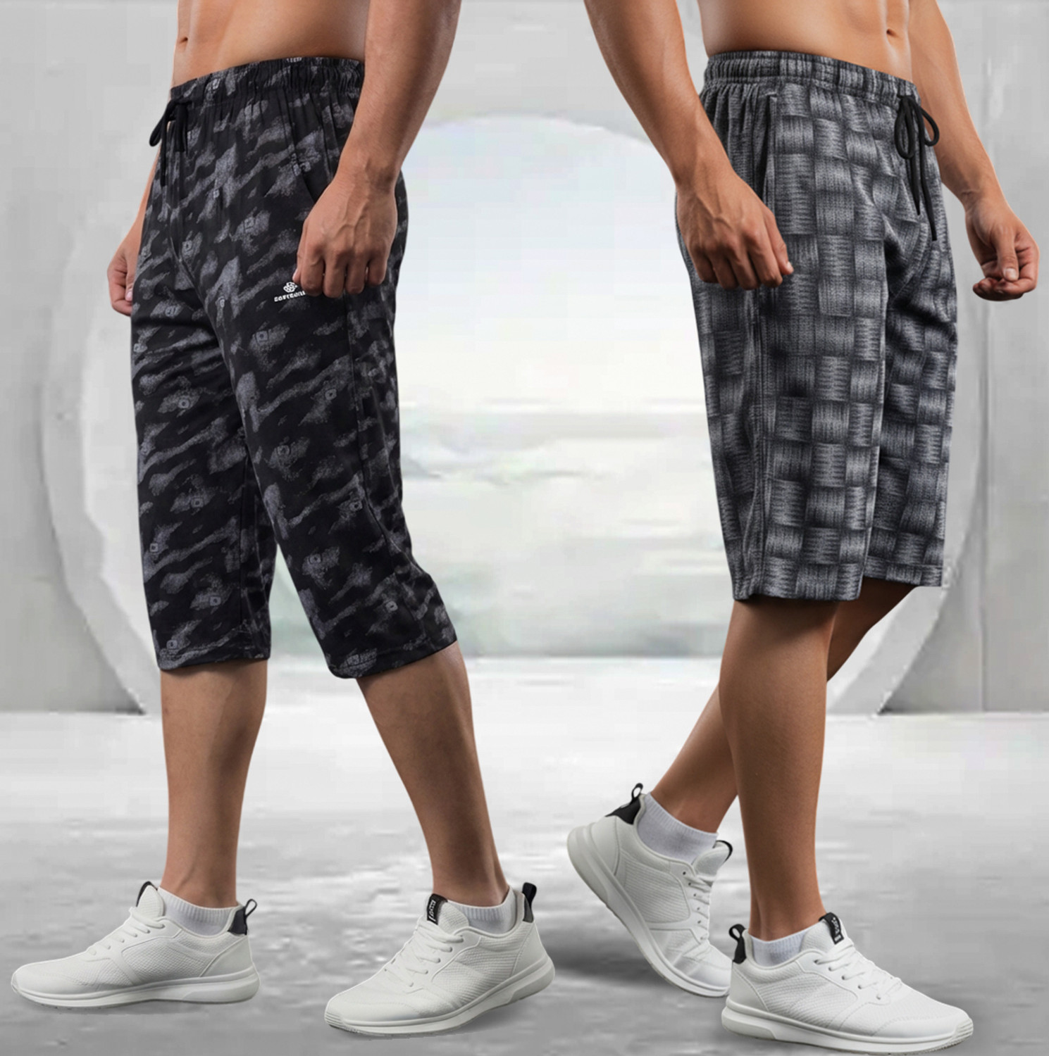 Image of FEEL TRACK Printed Men Three Fourths