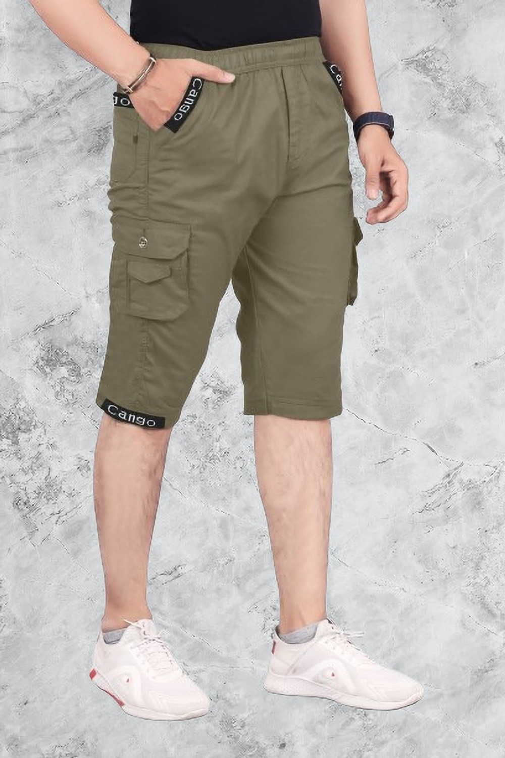 Image of jention Solid Men Green Casual Shorts, Cargo Shorts, Regular Shorts