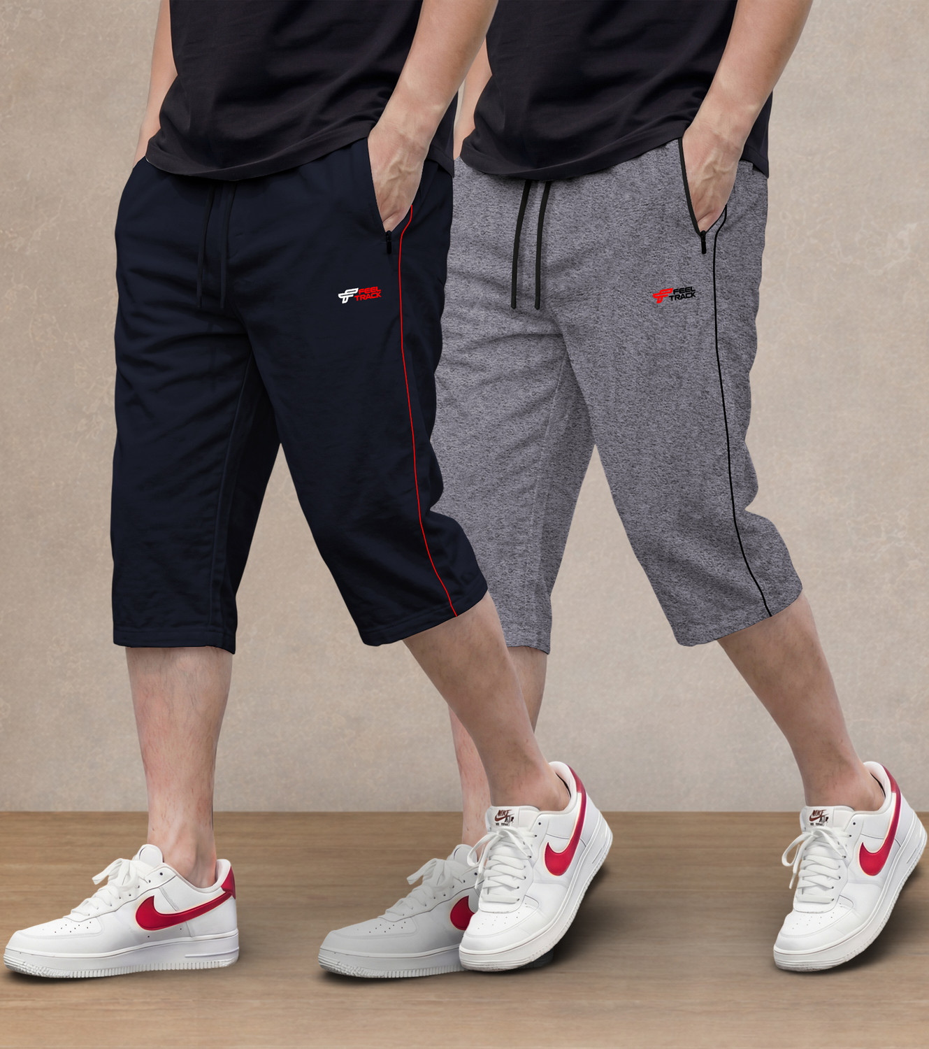 Image of FEEL TRACK Solid Men Three Fourths