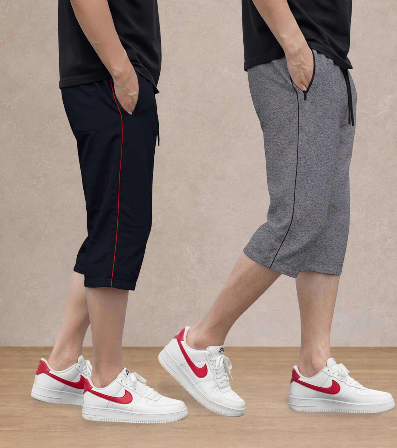 Image of FEEL TRACK Solid Men Three Fourths