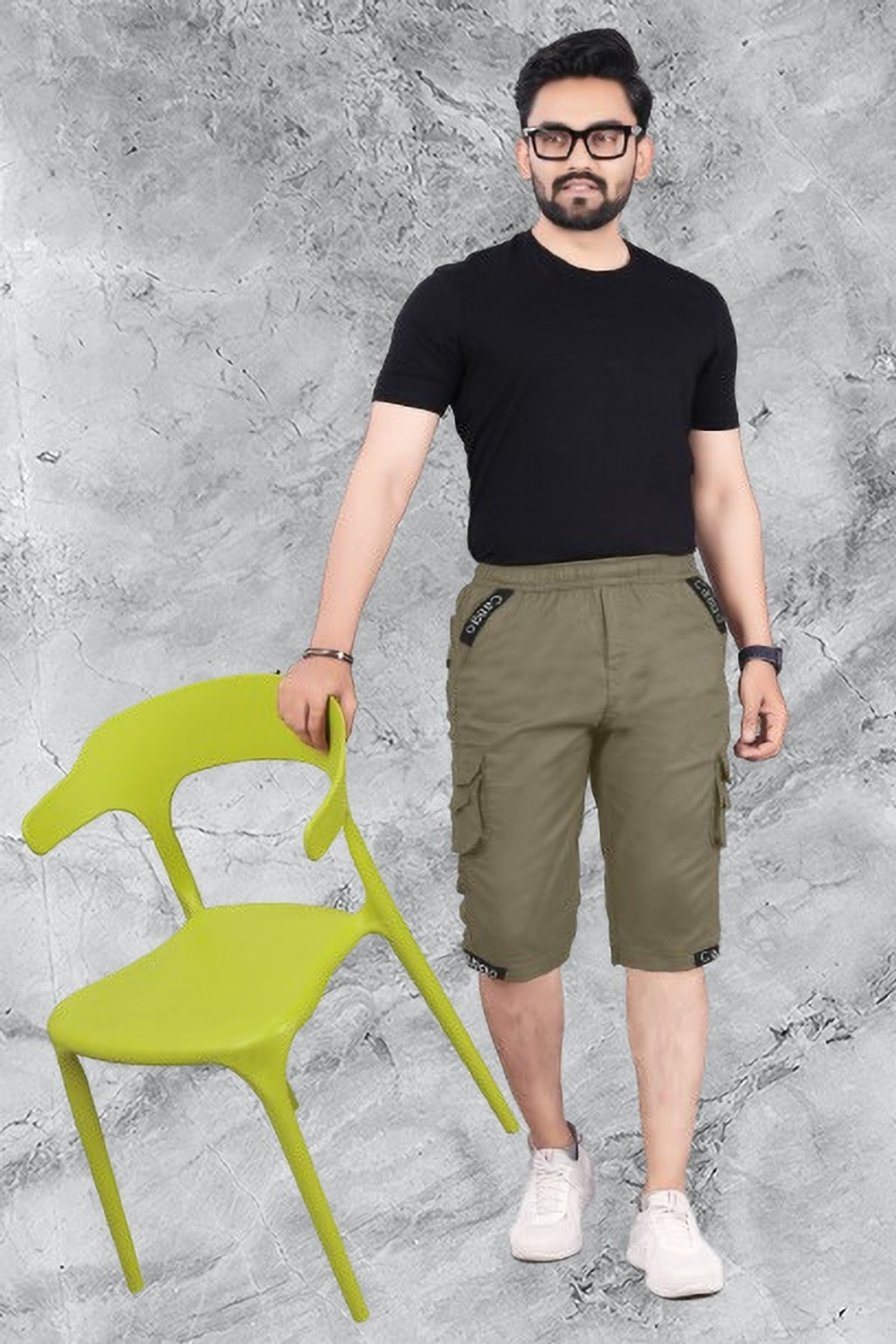 Image of jention Solid Men Green Casual Shorts, Cargo Shorts, Regular Shorts