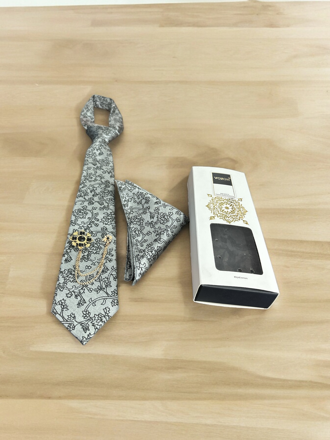 Image of Voxon Woven, Self Design, Printed Tie (Pack of 3)