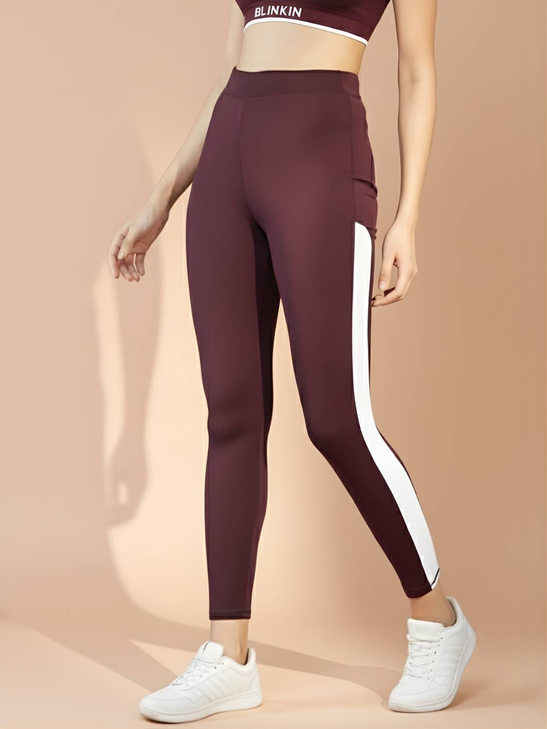BLINKIN Solid Women Maroon Tights