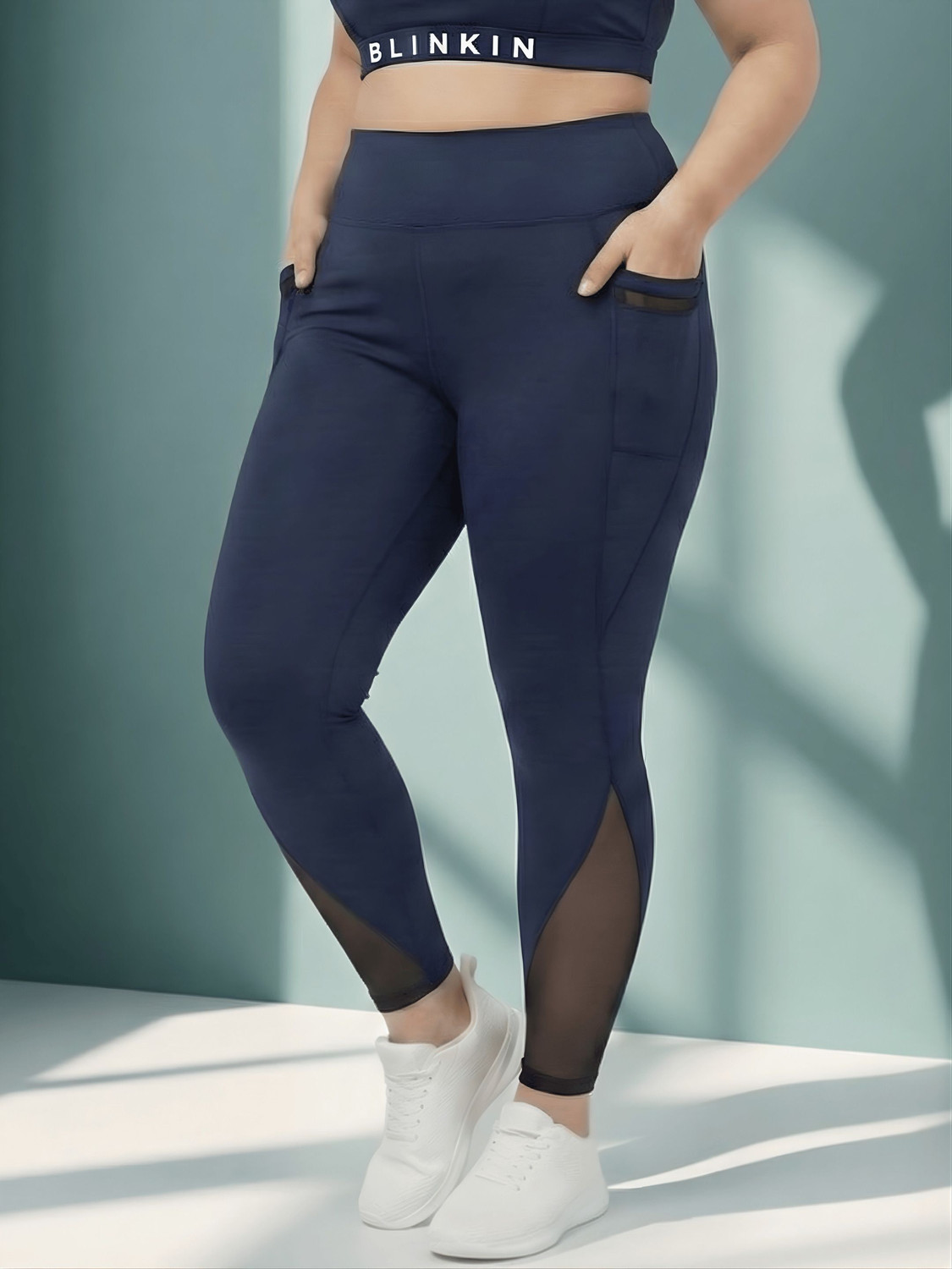 BLINKIN Solid Women Blue Tights