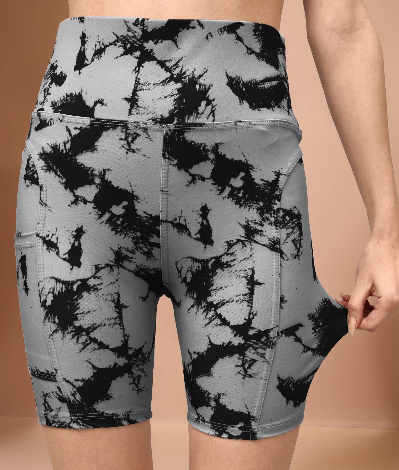 POOJARAN Printed Women Grey Black Tights - Image 4