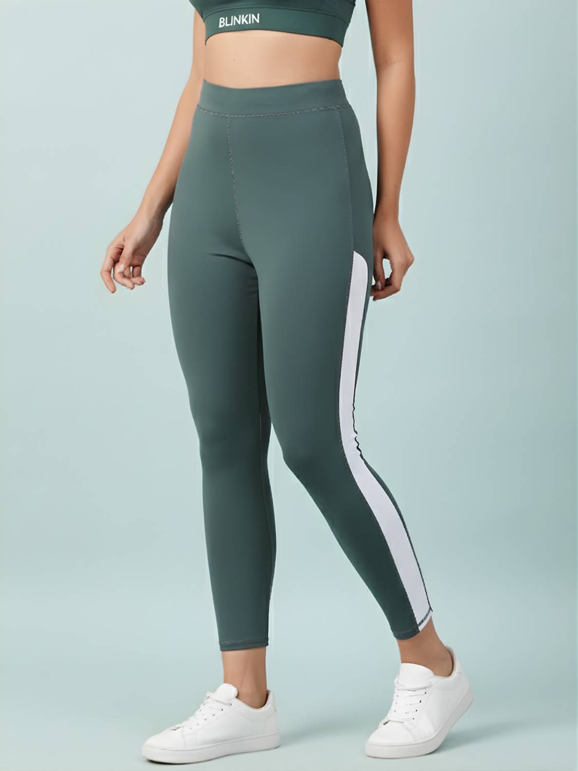 BLINKIN Solid Women Dark Green, White Tights