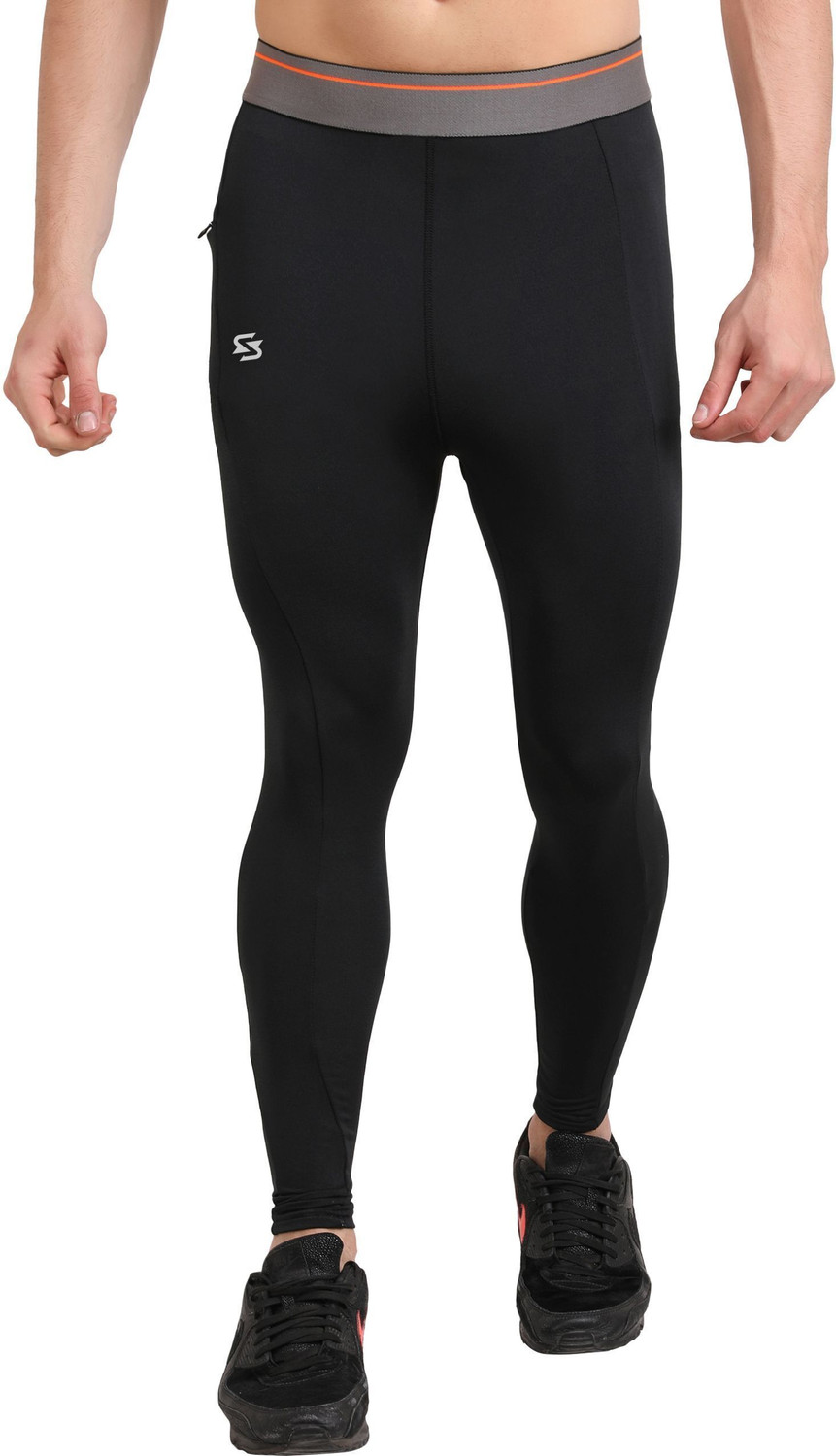 Image of Sportinger Solid Men Black Tights