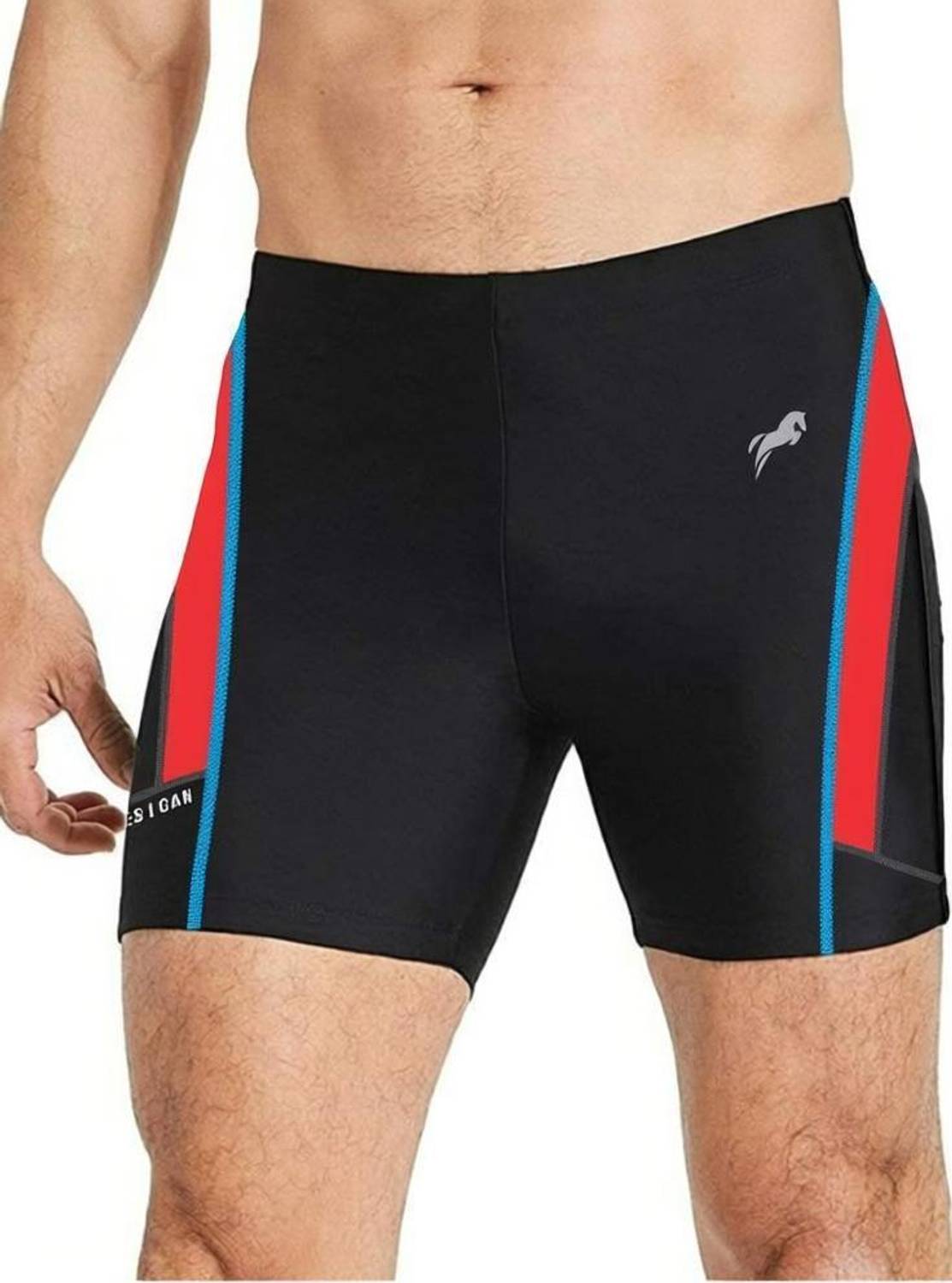 Just Rider Color Block Black, Red Tights - Image 1