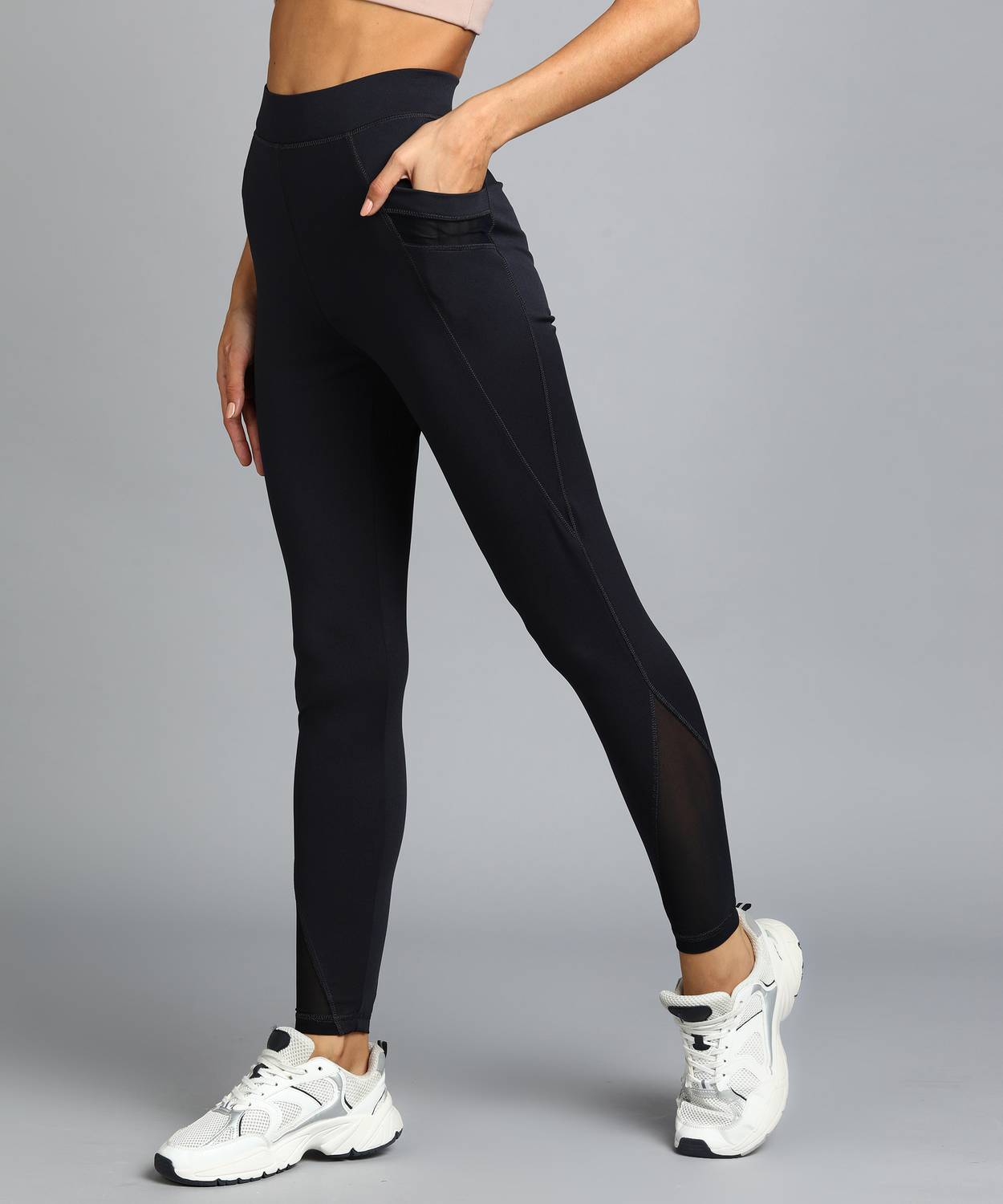 Adrenex by Flipkart Solid Women Dark Blue Tights