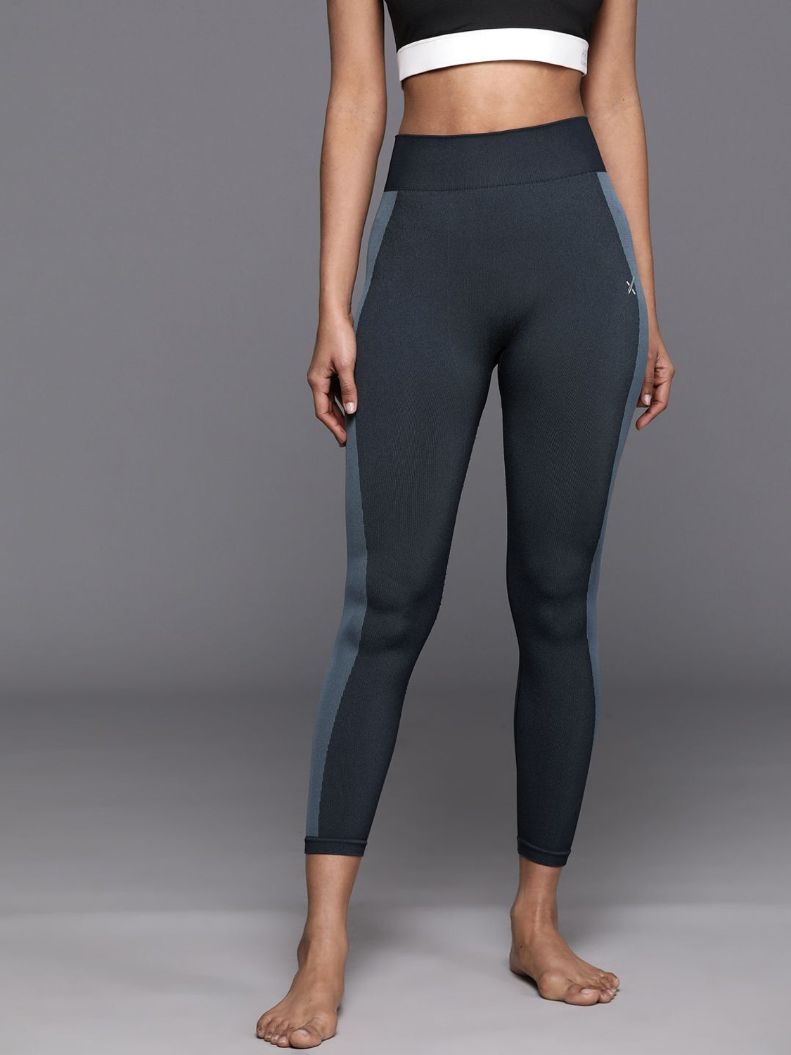 Image of HRX by Hrithik Roshan Solid Women Dark Blue Tights