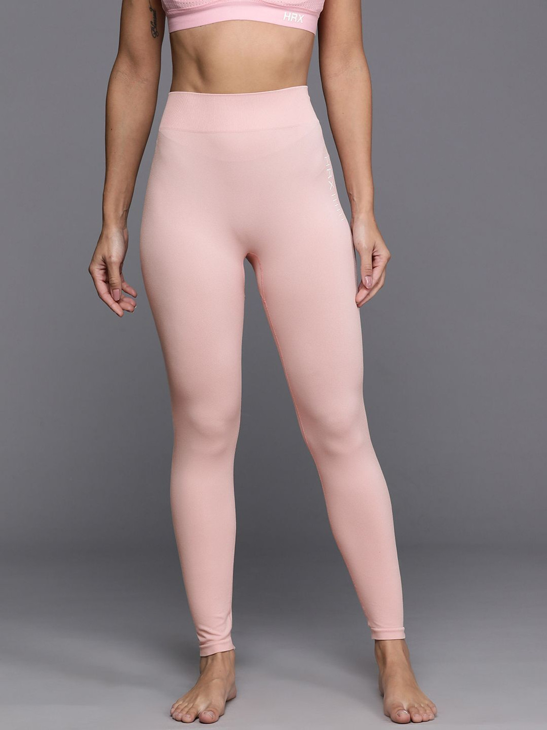 Image of HRX by Hrithik Roshan Solid Women Pink Tights