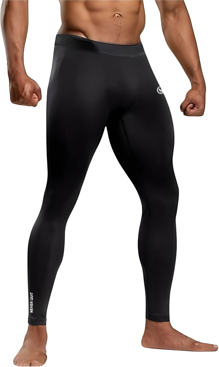 Image of NEVER QUIT Solid Men Black Tights