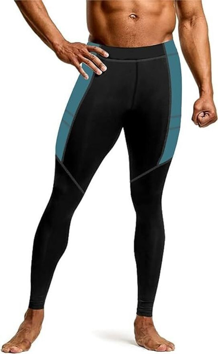 Image of NEVER QUIT Color Block Men Black Tights