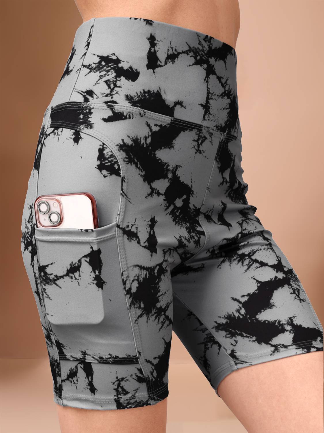 POOJARAN Printed Women Grey Black Tights - Image 3