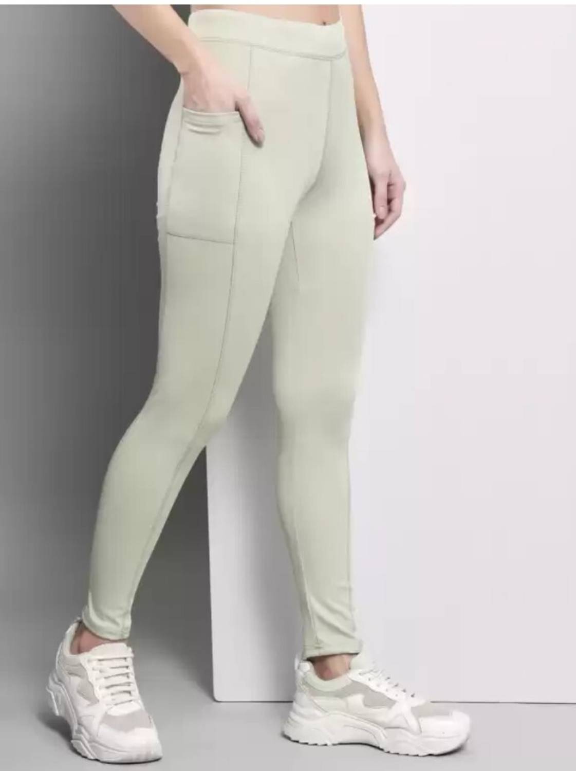 Earth joy Solid Women Light Green Tights