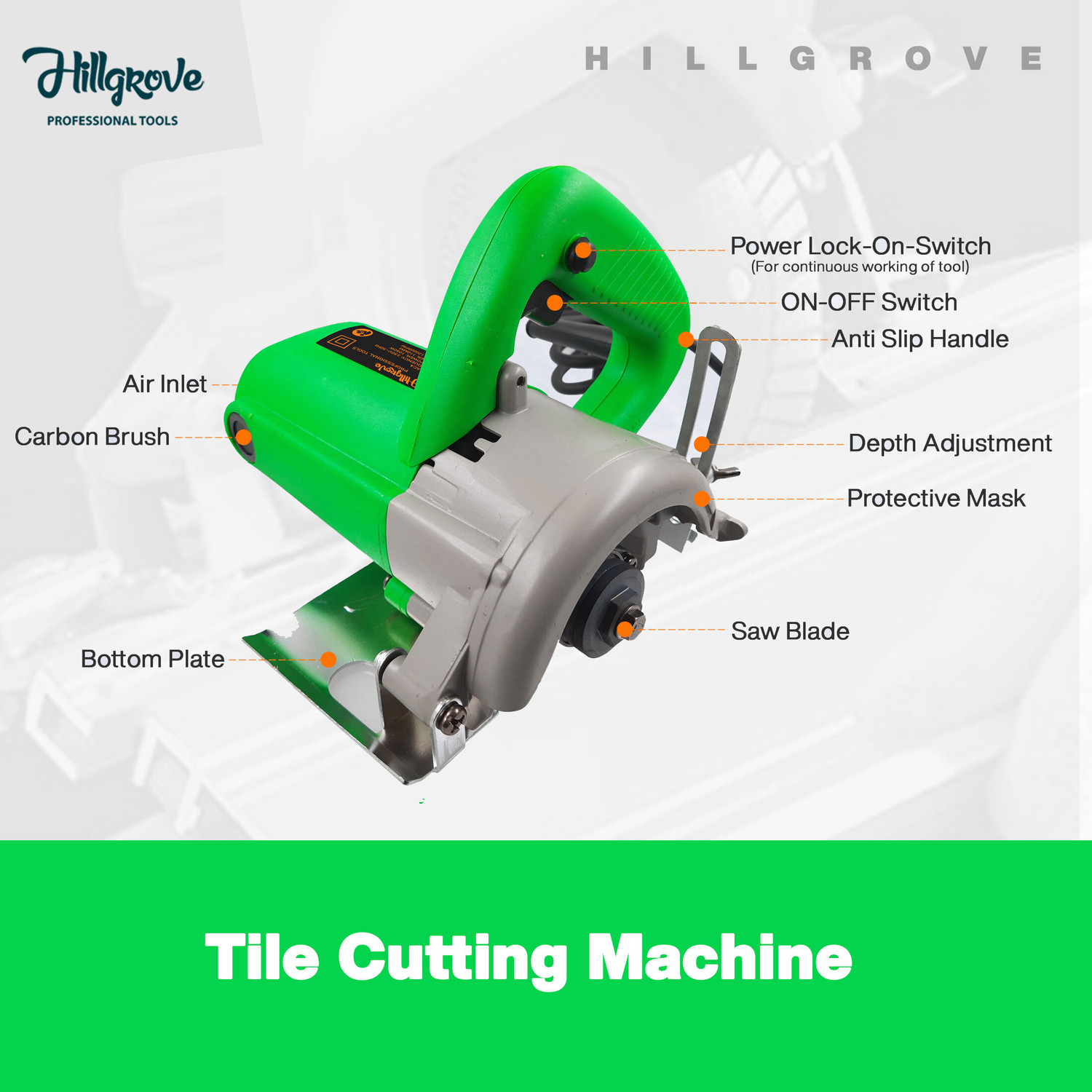 Image of Hillgrove HGCM1278M1 Cutting Machine Saw for Tile /Marble /Wood with 1Pcs Wood Cutting Wheel Marble Cutter