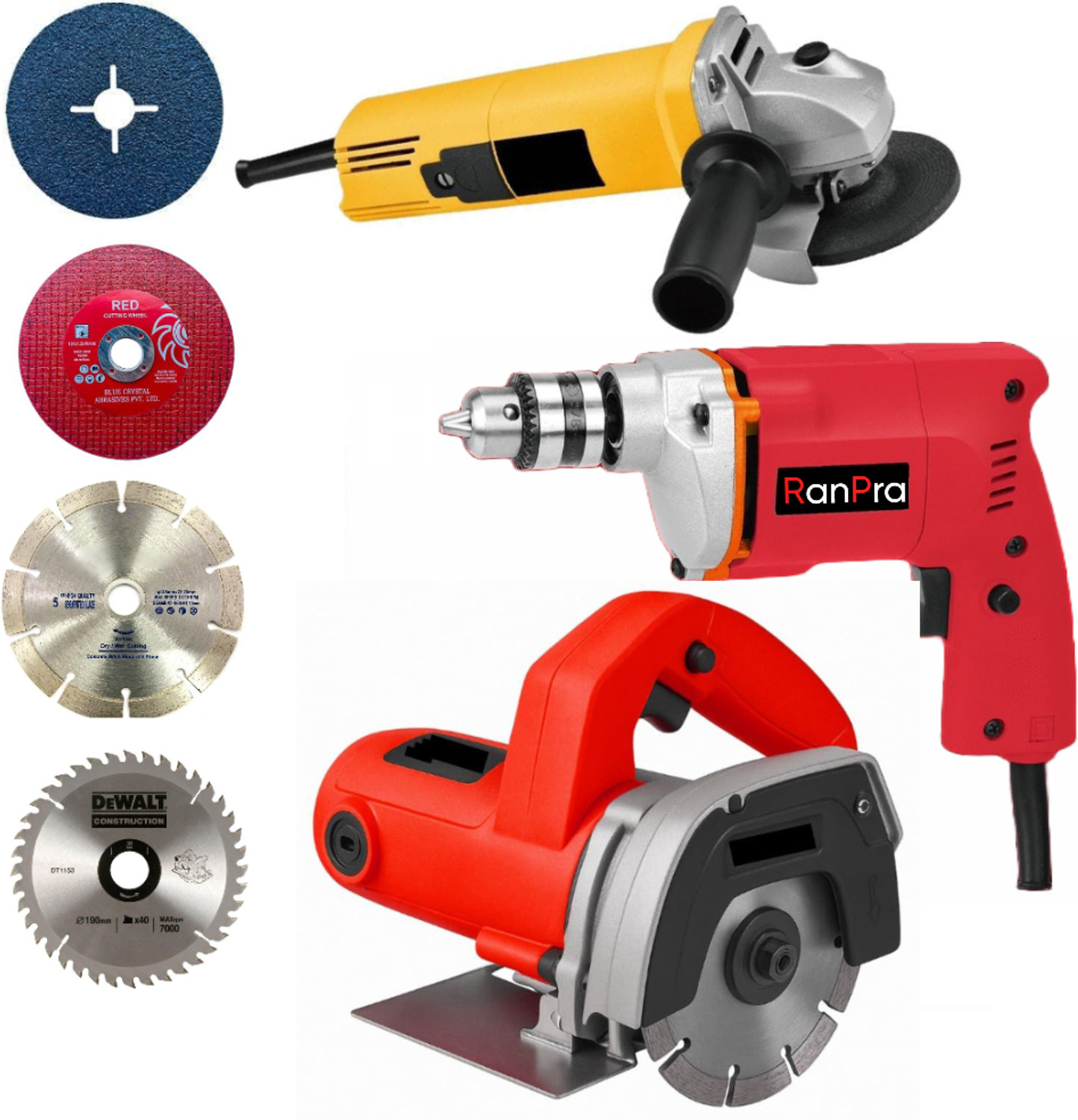 Image of RanPra 4 INCH TILE CUTTER MACHINE WITH ANGLE GRINDER AND DRIL MACHINE HEAVY DUTY Handheld Tile Cutter