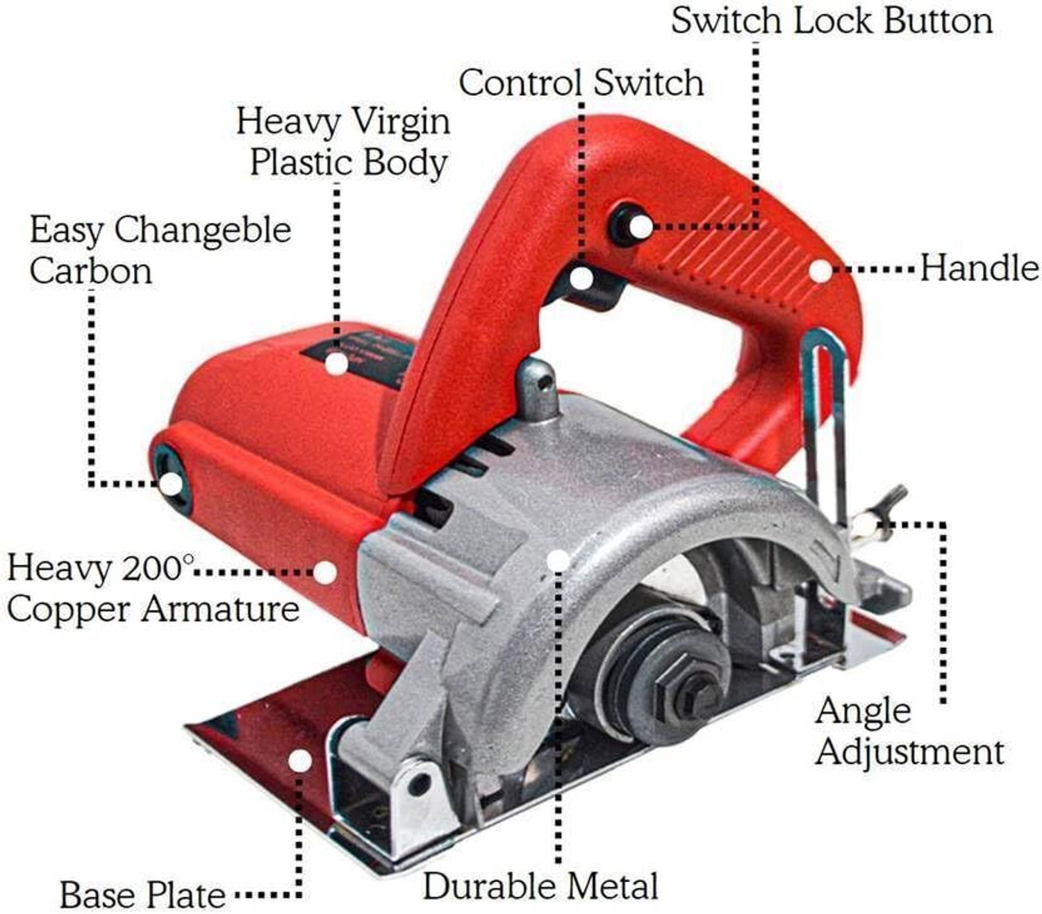 Image of RanPra COMBO OF MARBLE CUTTER WITH TCT & DIAMOND BLADE AND 6 HAND TOOL KIT Marble Cutter (1150 W)
