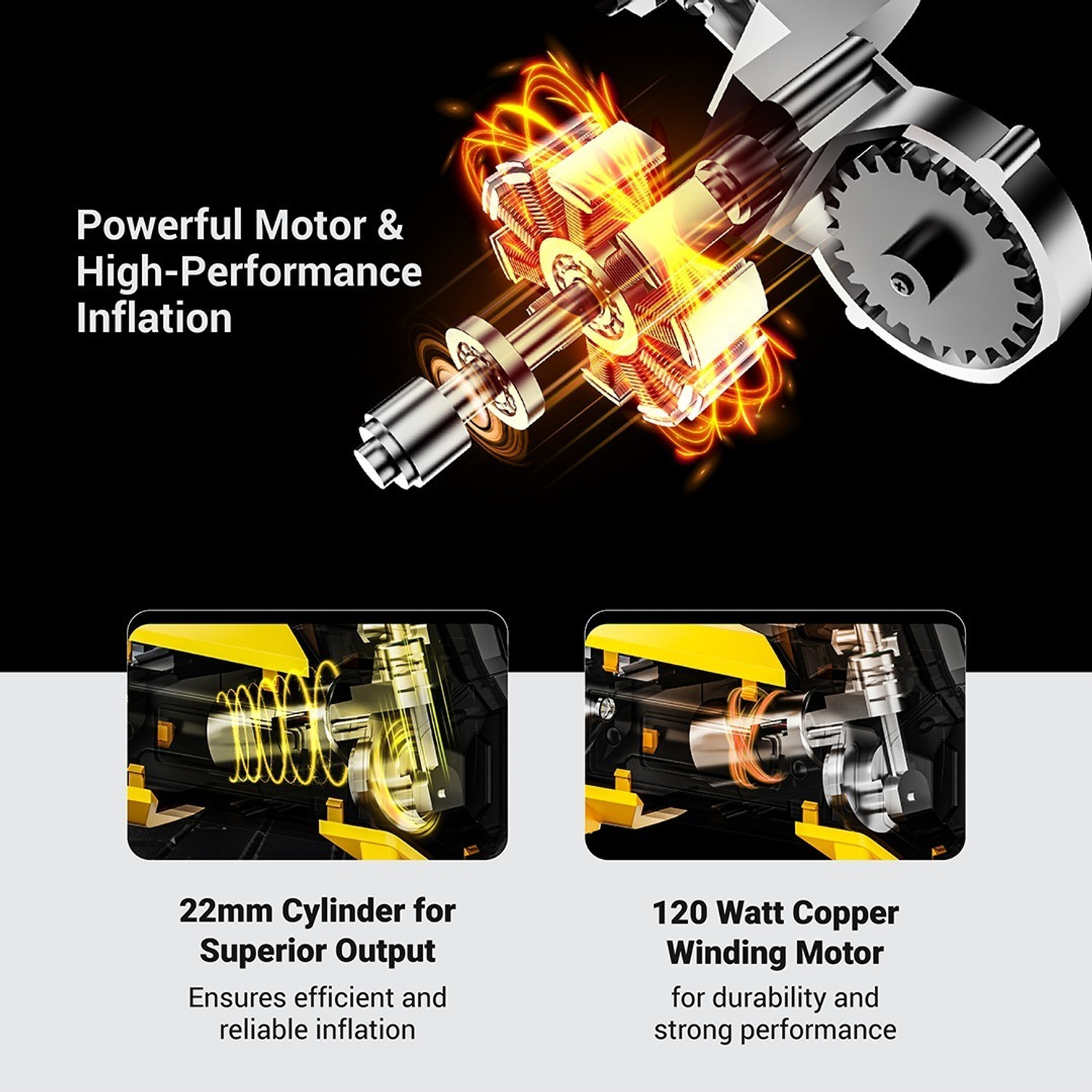 Image of Dylect DTDCTICYL 150 psi Tyre Air Pump for Car & Bike