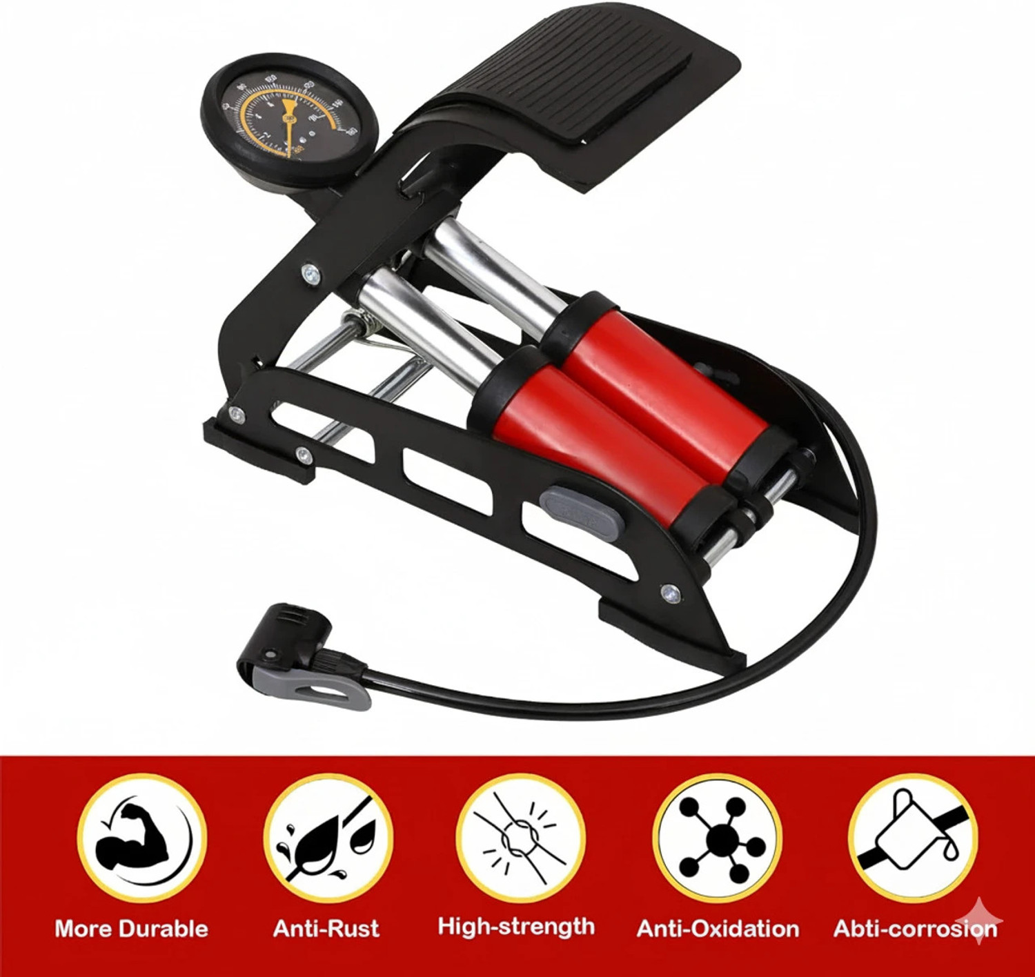Image of LIRZEG Portable Foot Pump Air Tyre Inflator 159 psi Tyre Air Pump for Car & Bike