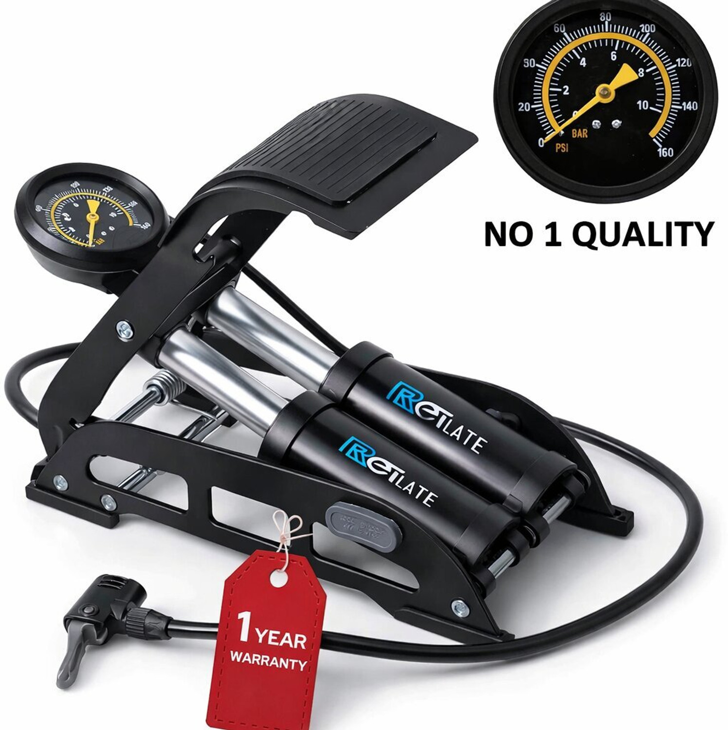 Image of RETLATE Dual Cylinder Heavyduty Air Pump 200 psi Tyre Air Pump for Car & Bike