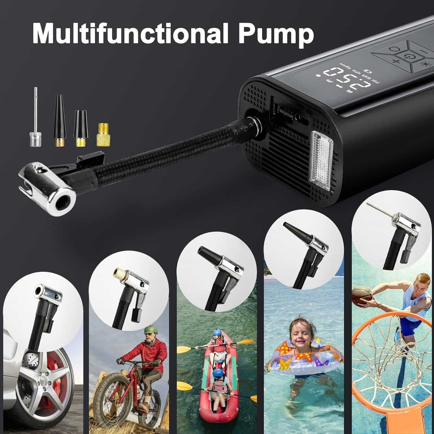 Image of TULUA Electric Air Compressor J32 150 psi Tyre Air Pump for Car & Bike