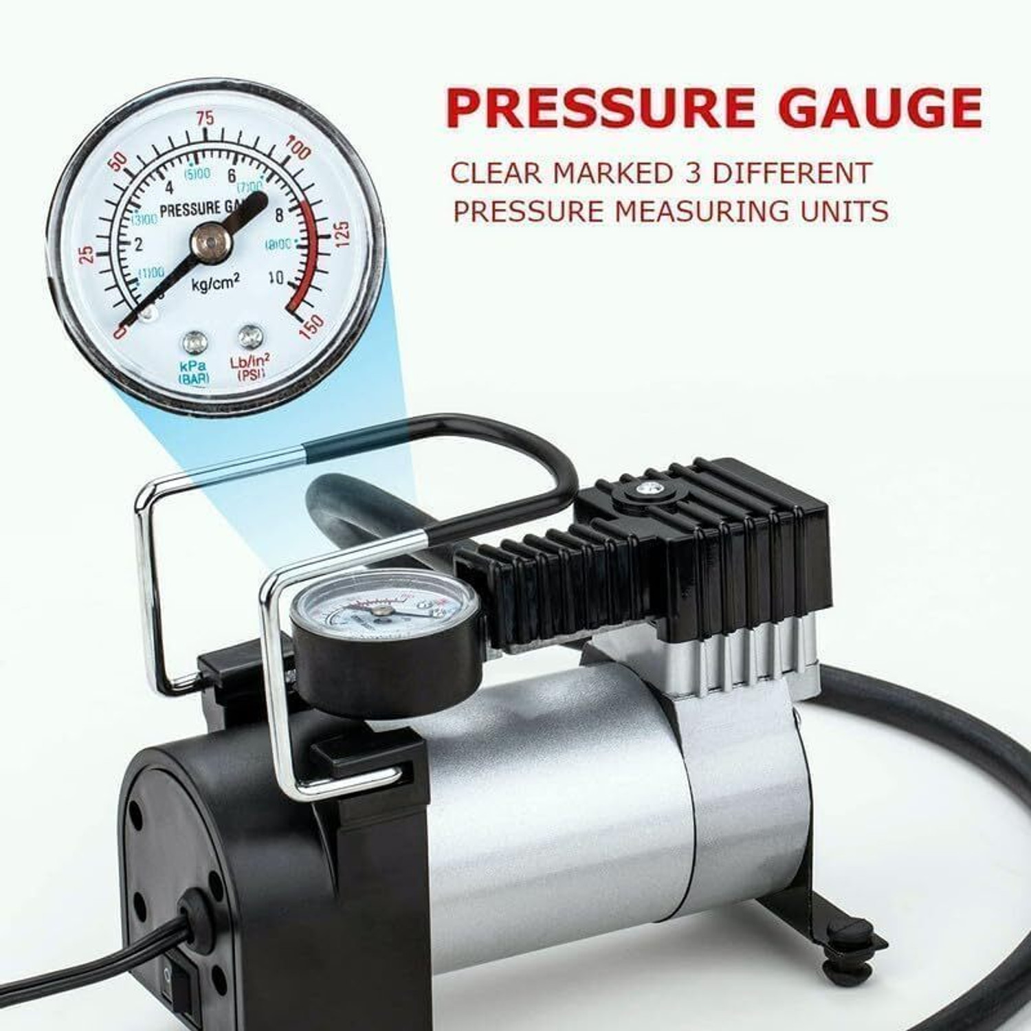 Image of Costar Air Compressor Tyre Inflator Air Pump 150 psi Tyre Air Pump for Car & Bike