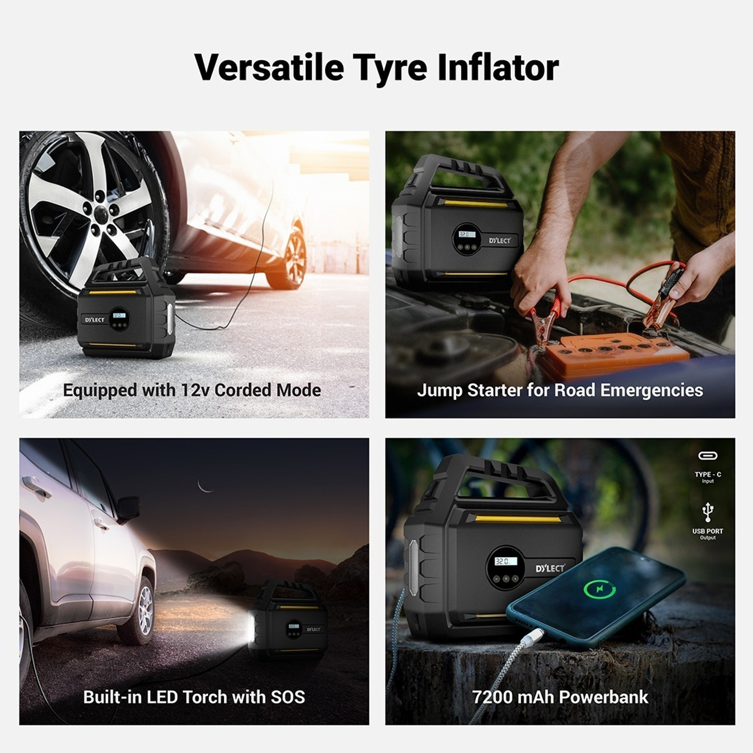 Image of Dylect 150 psi Tyre Air Pump for Car & Bike