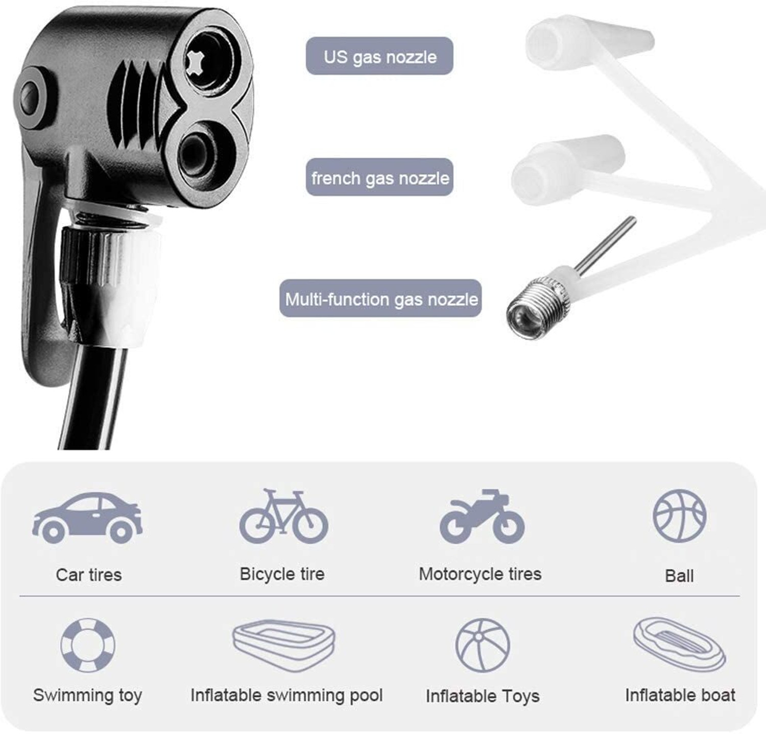 Image of LIRZEG Portable Foot Pump Air Tyre Inflator 161 psi Tyre Air Pump for Car & Bike