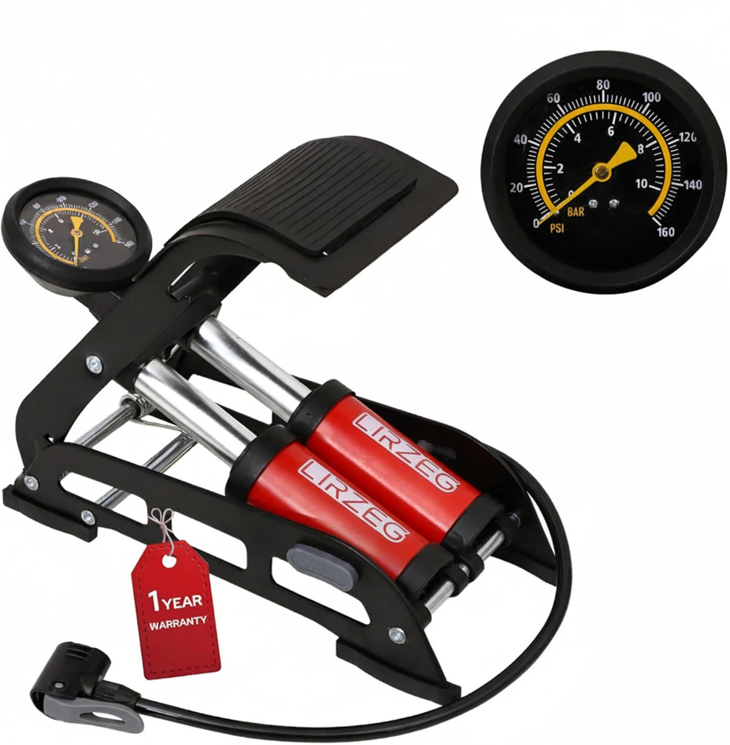 Image of LIRZEG Portable Foot Pump Air Tyre Inflator 159 psi Tyre Air Pump for Car & Bike