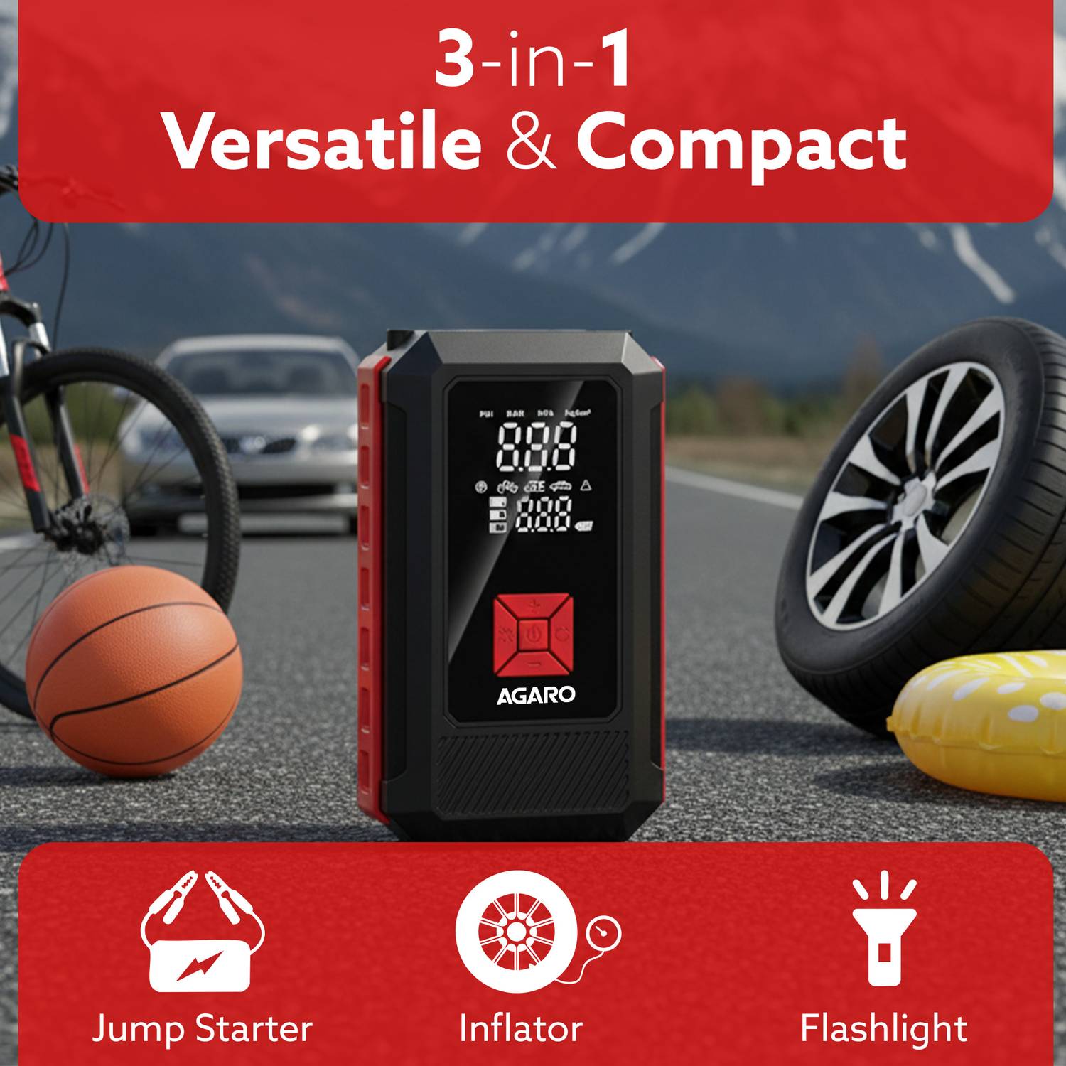 AGARO Regal 150 psi Tyre Inflator & Jump Starter - Image 2