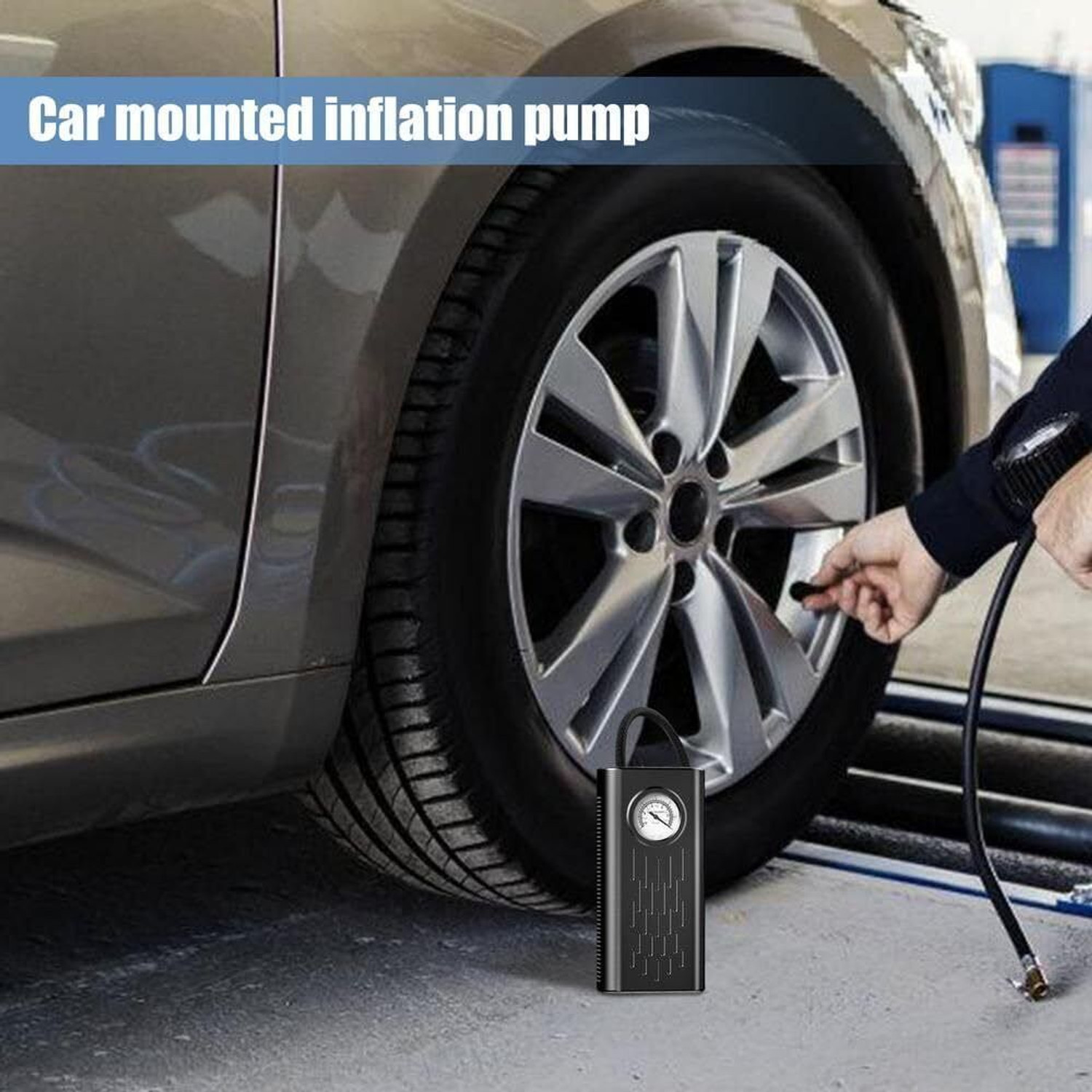 Image of Crox Portable Tire Inflator Pump 150 psi Tyre Air Pump for Car & Bike