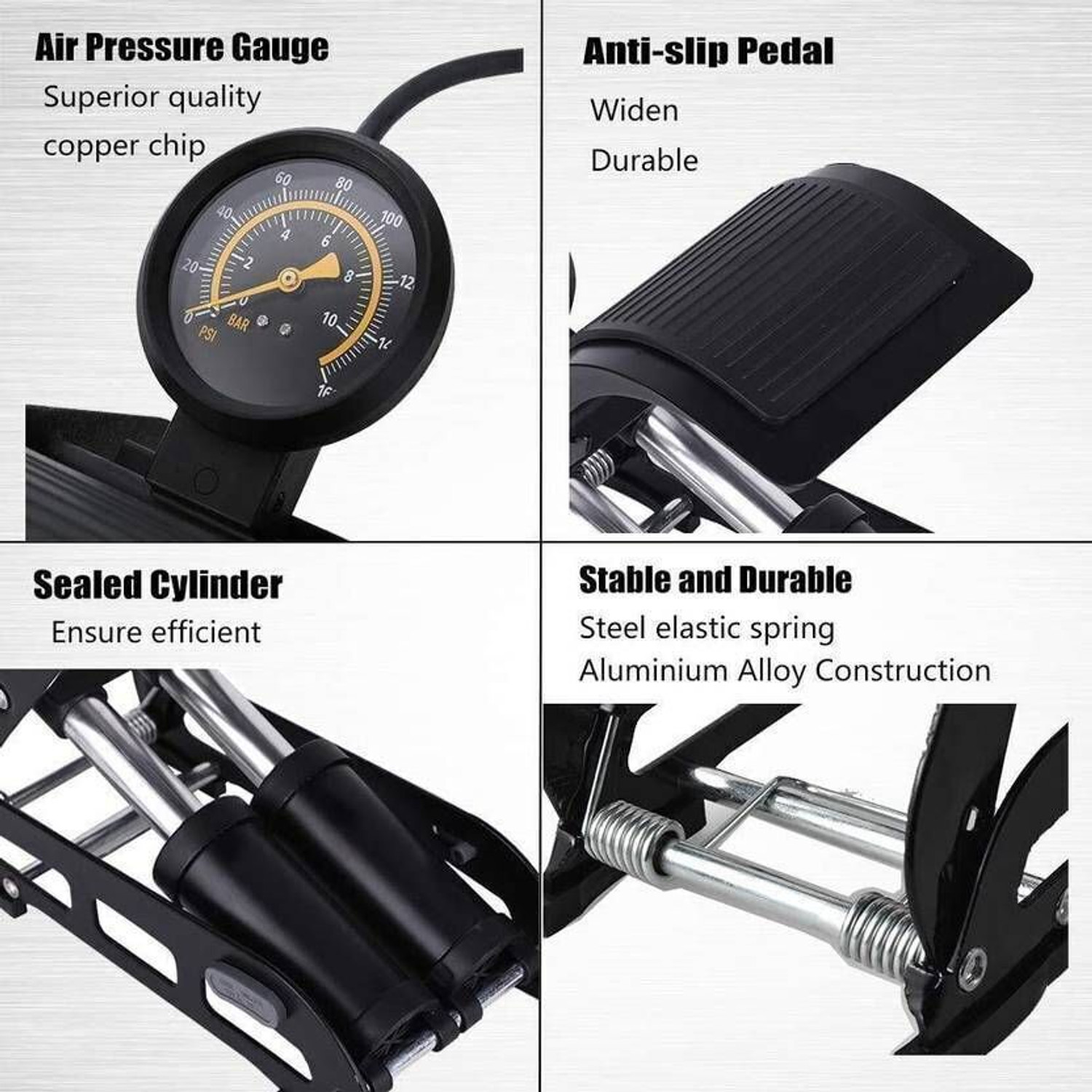 Image of Hogue Double Cylinder-TyrePump190 190 psi Tyre Air Pump for Car & Bike