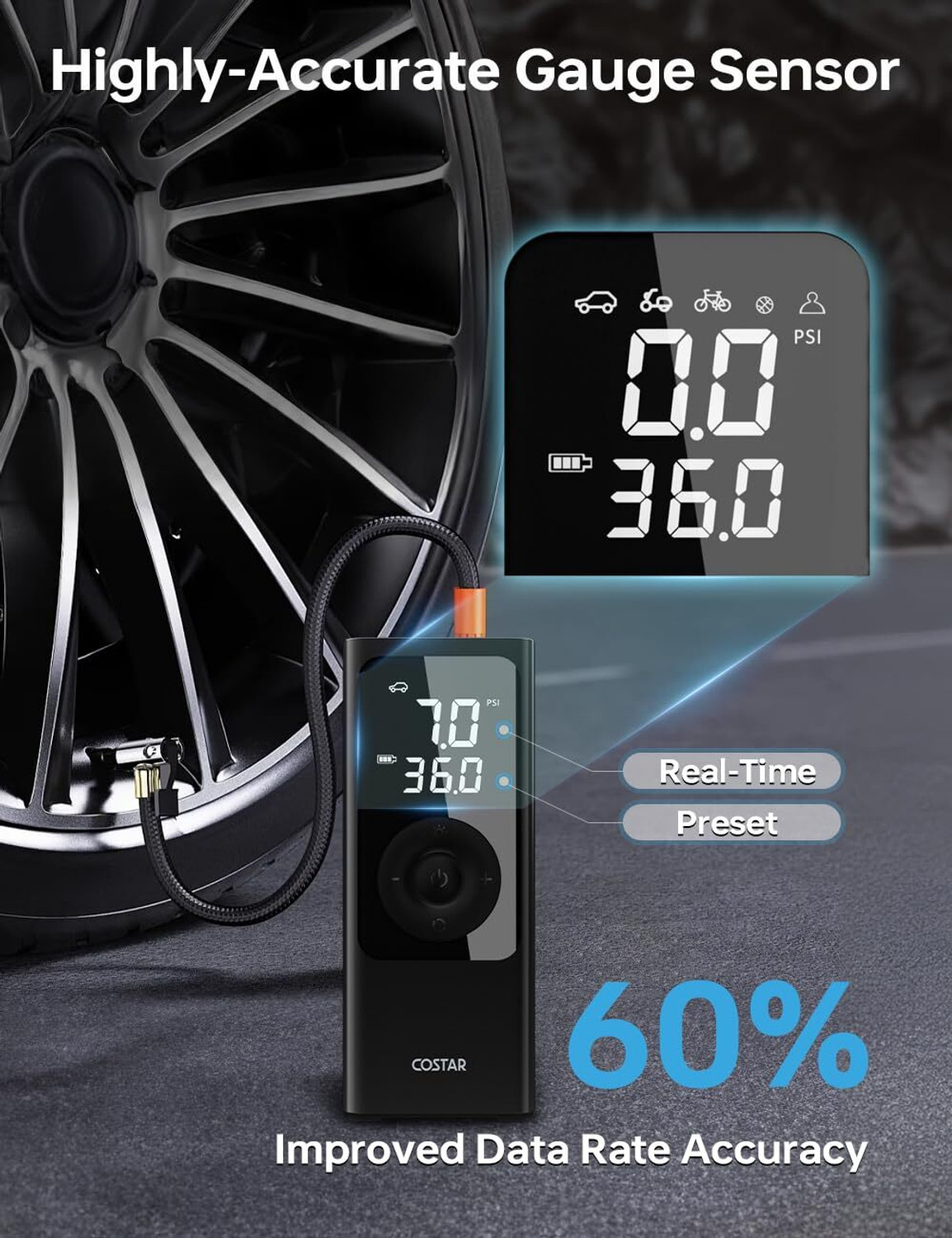 Image of FLUDDER 150 psi Tyre Air Pump for Car & Bike