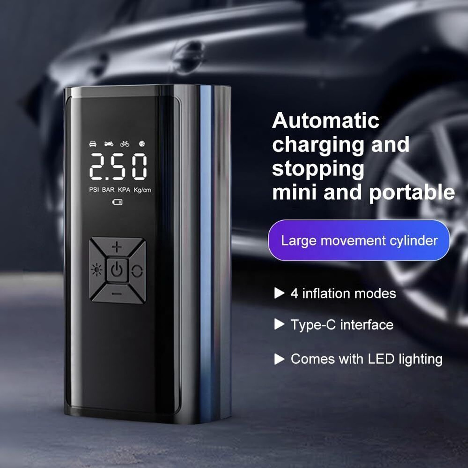 Image of YOURKARTS.COM EG216-Tyre inflator 150 psi Tyre Air Pump for Car & Bike