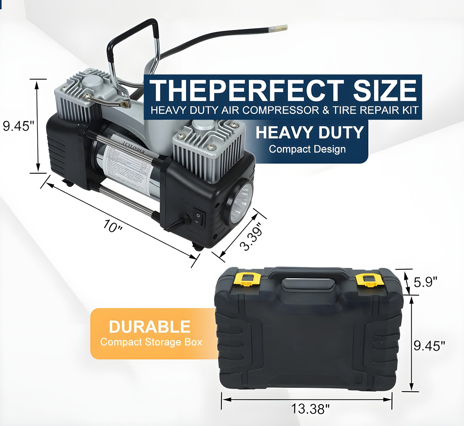 Image of Onshoppy Heavy Duty 12V Compressor & Puncture Kit 150 psi Tyre Air Pump for Car & Bike