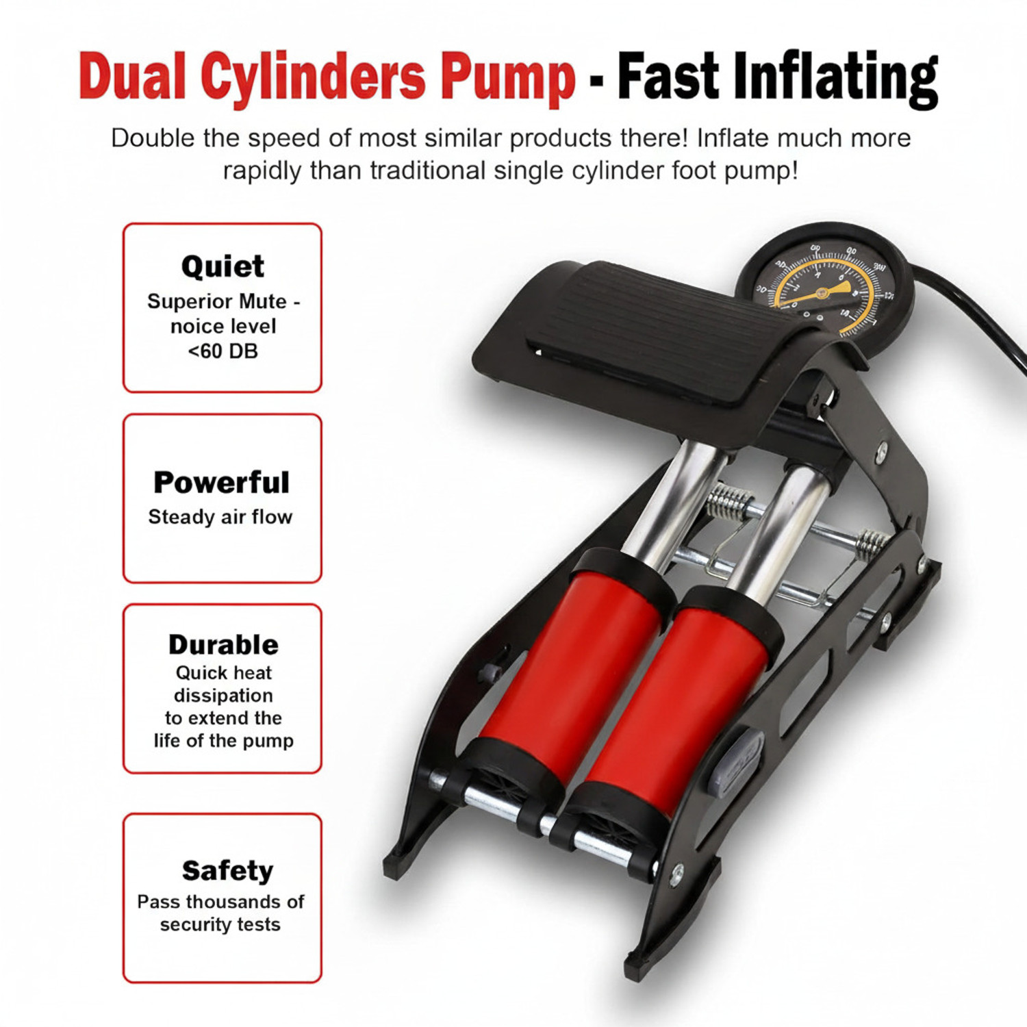 Image of LIRZEG Foot Pump For Car And Bike And Cycle 170 psi Tyre Air Pump for Car & Bike